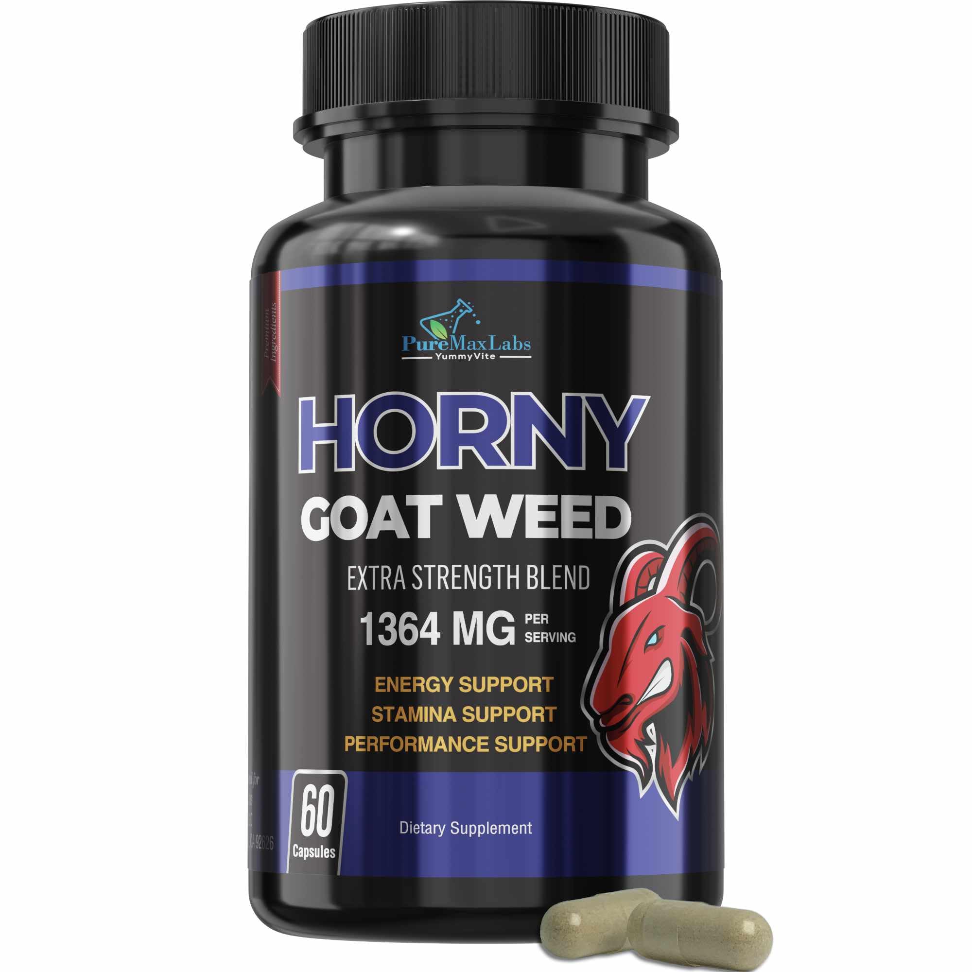 YUMMYVITE Horny Goat Weed Herbal Supplement front view packaging