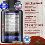 YUMMYVITE Horny Goat Weed Herbal Supplement side view with ingredients list