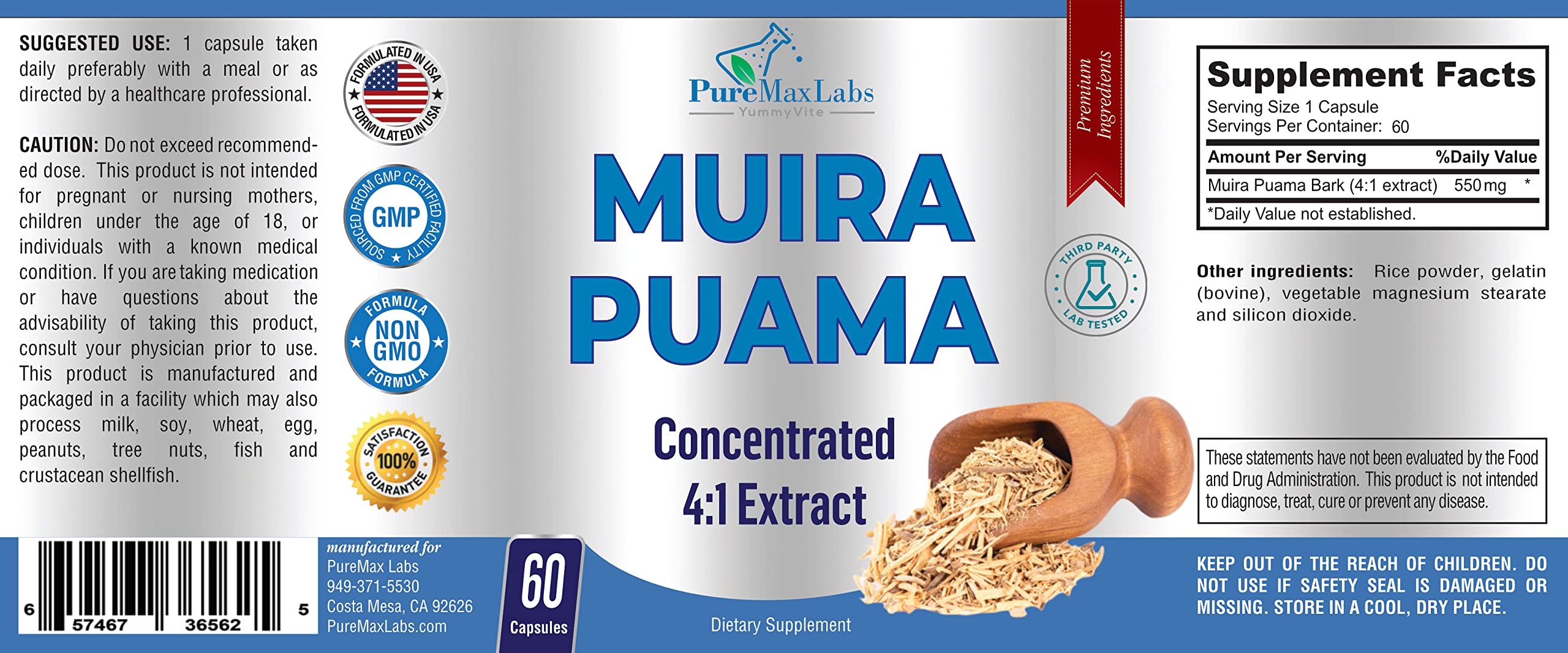 YUMMYVITE Muira Puama 4:1 Extract Capsules close-up of capsules