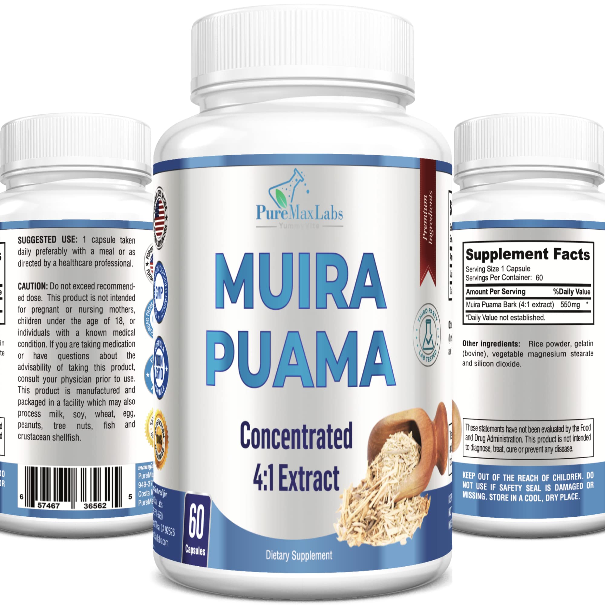 YUMMYVITE Muira Puama 4:1 Extract Capsules front view