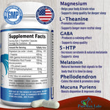 YUMMYVITE Natural Calm Sleep Formula 68g back view with ingredient list