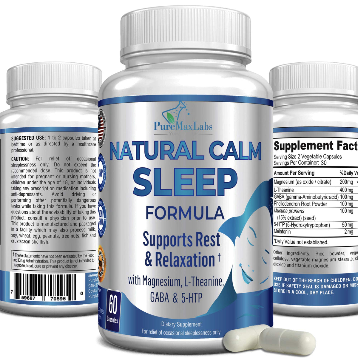 YUMMYVITE Natural Calm Sleep Formula 68g front view