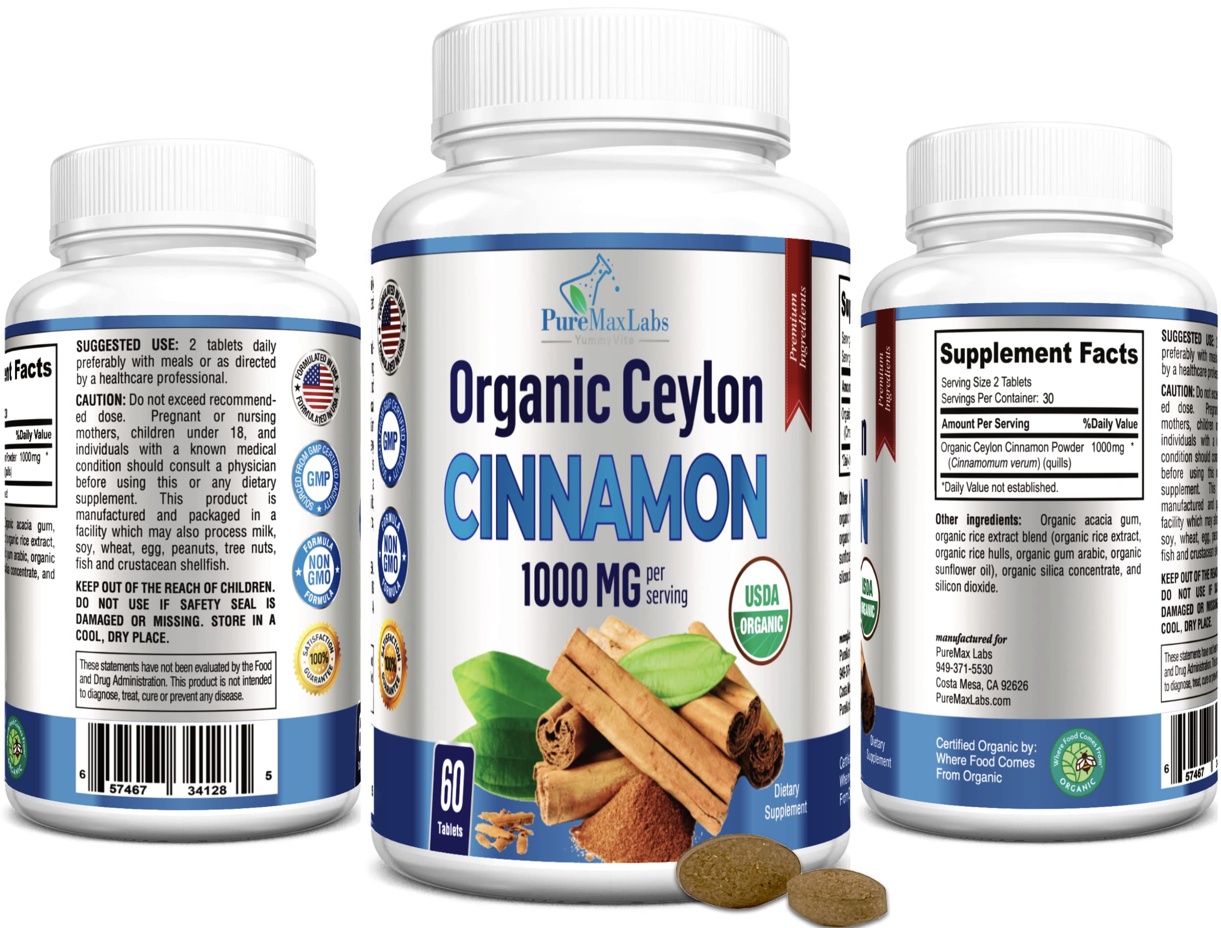 YUMMYVITE Organic Ceylon Cinnamon Tablets in a lifestyle setting