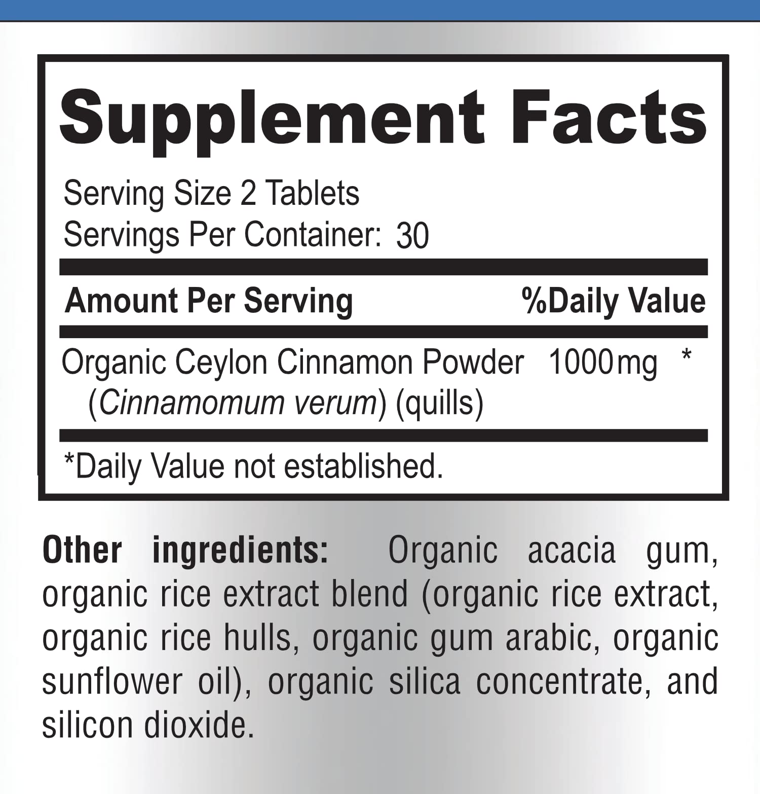YUMMYVITE Organic Ceylon Cinnamon Tablets opened bottle showing tablets