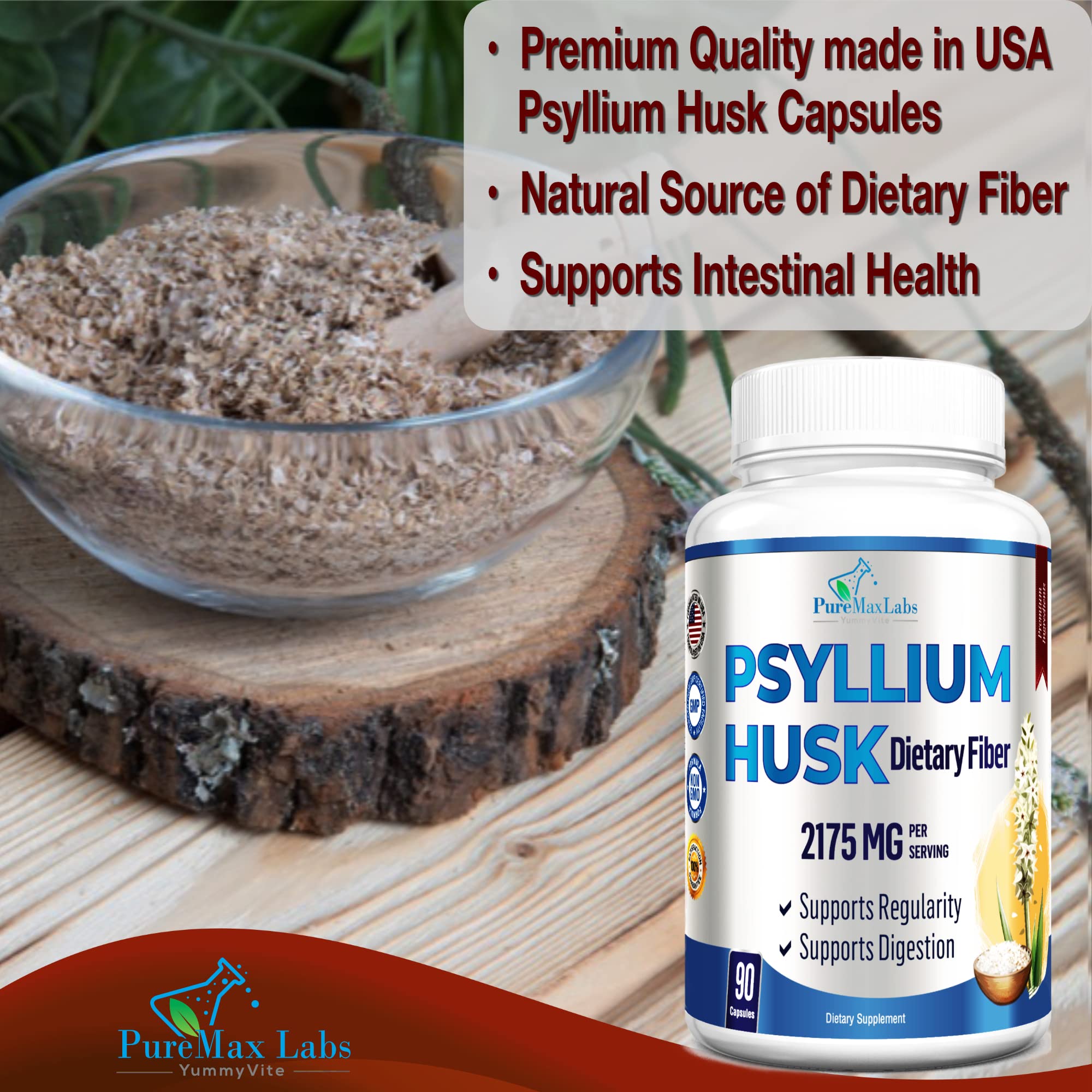 YUMMYVITE Psyllium Husk Capsules bottle with cap