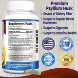YUMMYVITE Psyllium Husk Capsules side view with label