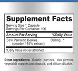 YUMMYVITE Saw Palmetto capsules displayed with herbal ingredients