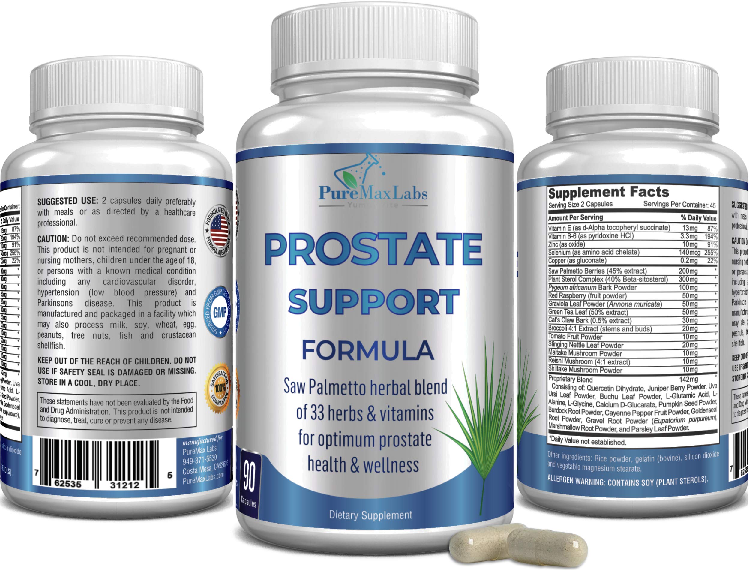 YUMMYVITE Saw Palmetto Prostate Support Supplement capsules on a wooden table