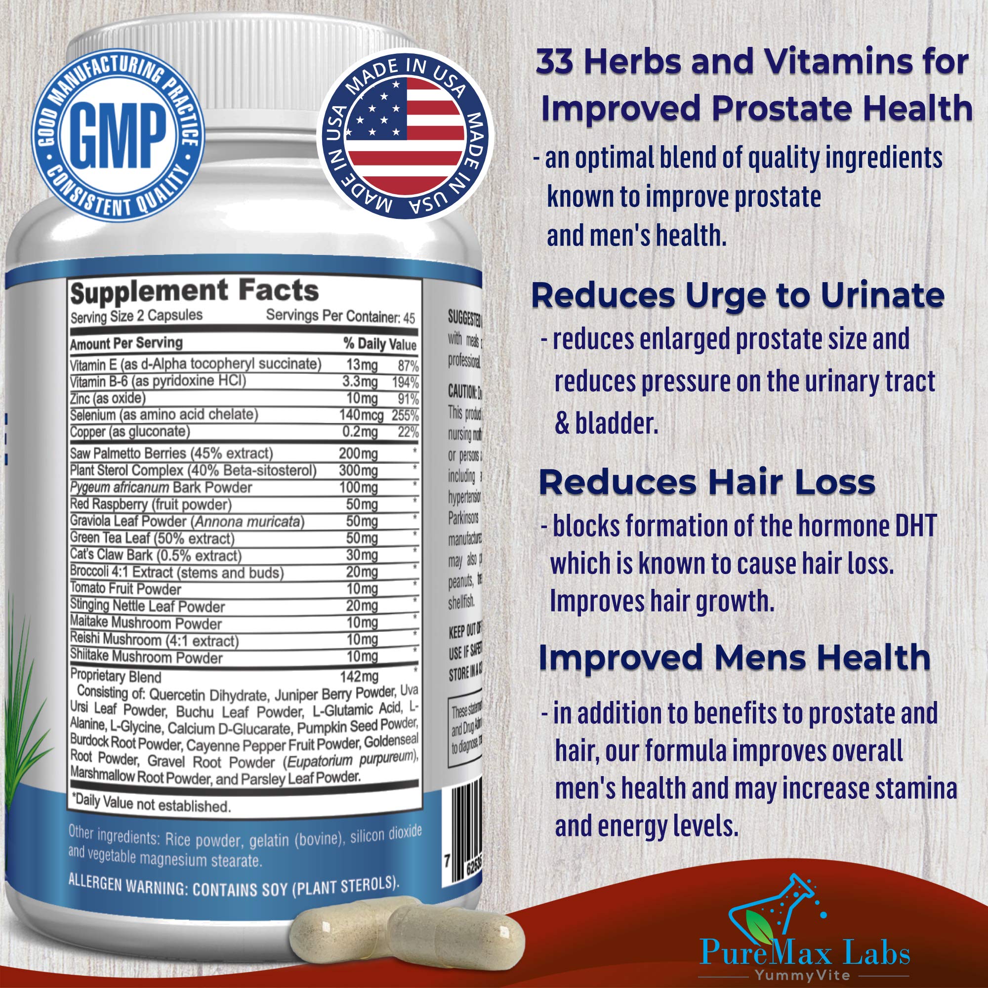 YUMMYVITE Saw Palmetto Prostate Support Supplement side view