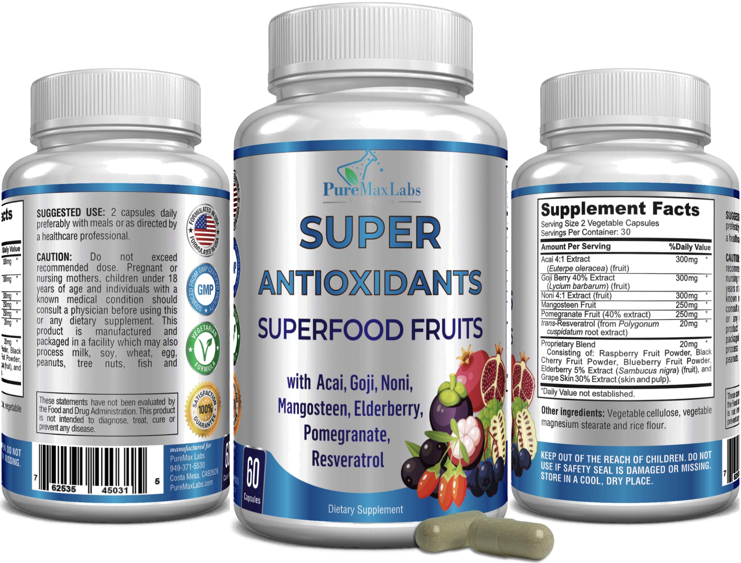 YUMMYVITE SuperAntioxidant Supplement capsules on a wooden surface