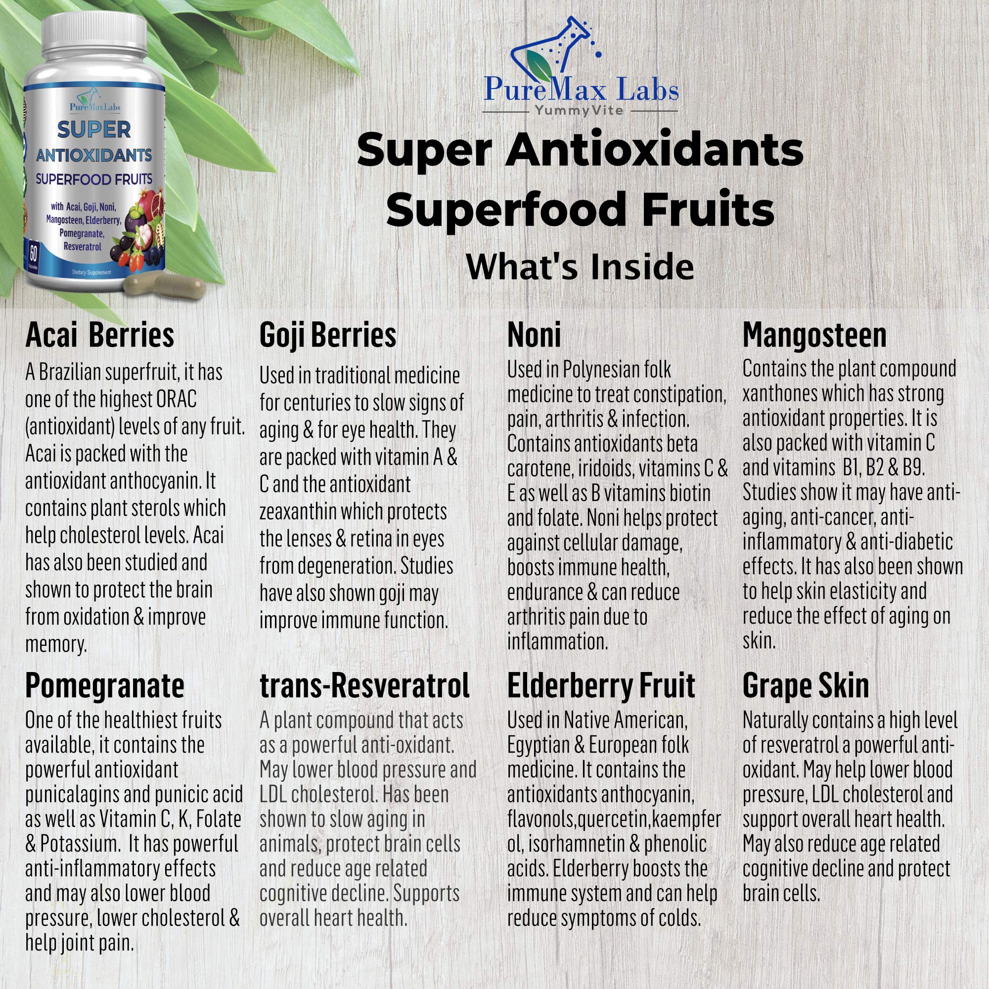 YUMMYVITE SuperAntioxidant Supplement side view of the bottle