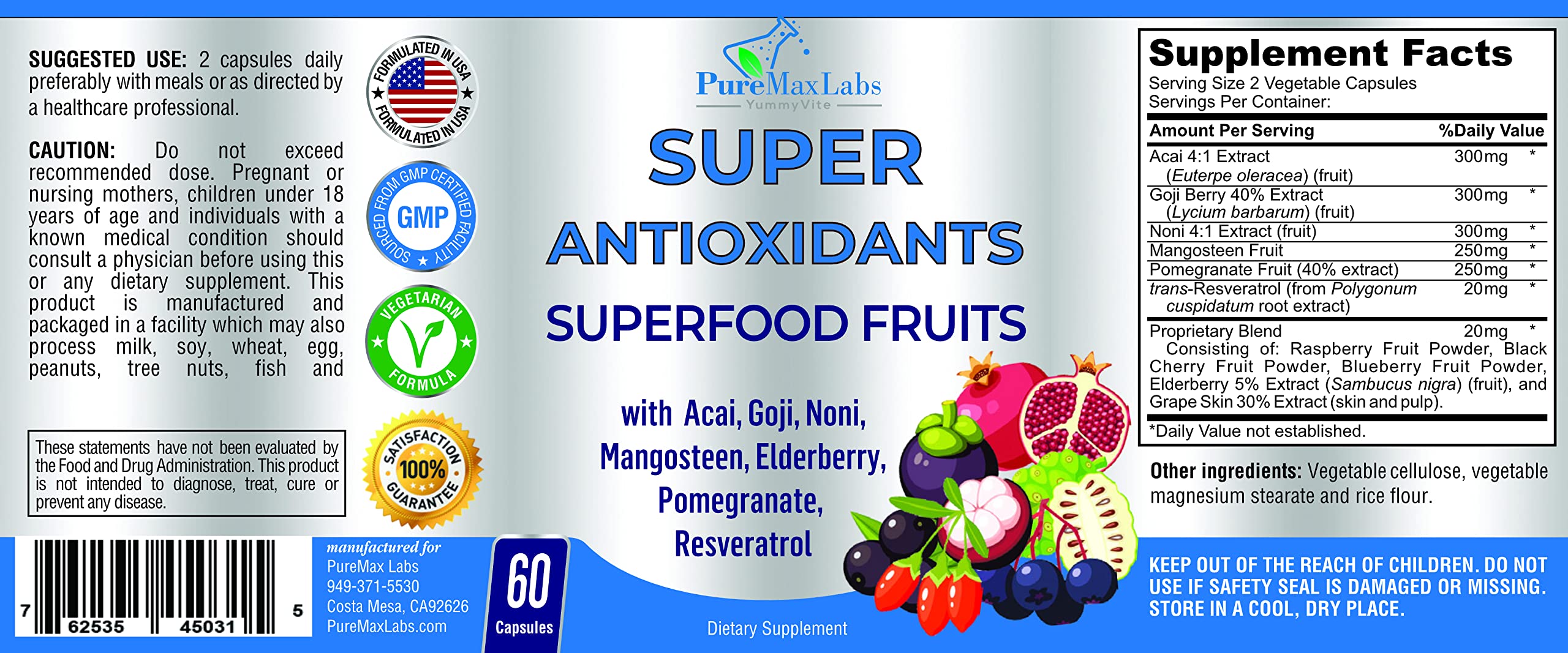 YUMMYVITE SuperAntioxidant Supplement with fresh goji berries and acai