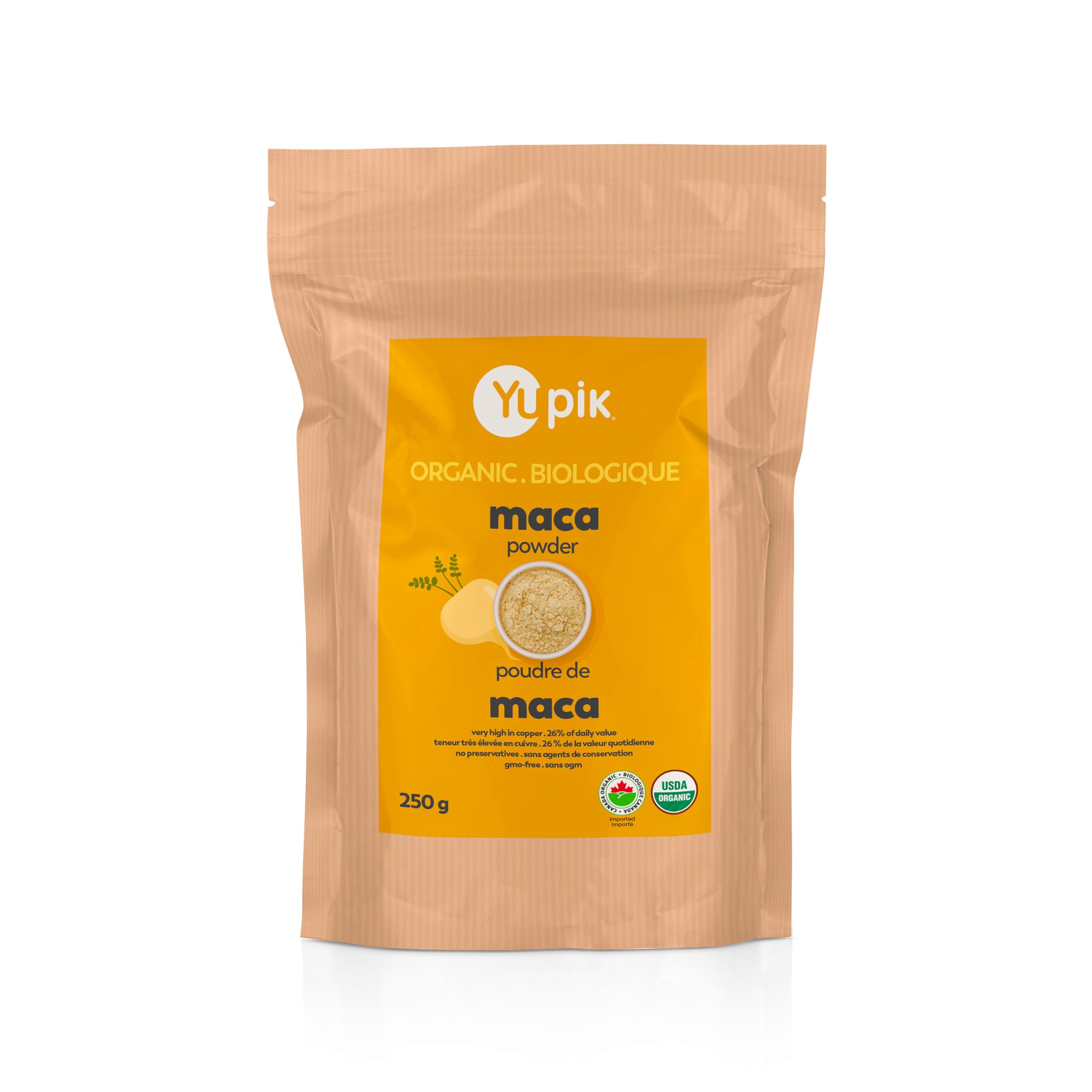 Yupik Organic Yellow Maca Powder 249g front view