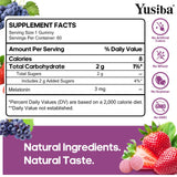 Yusiba Melatonin Gummies with fresh fruit background