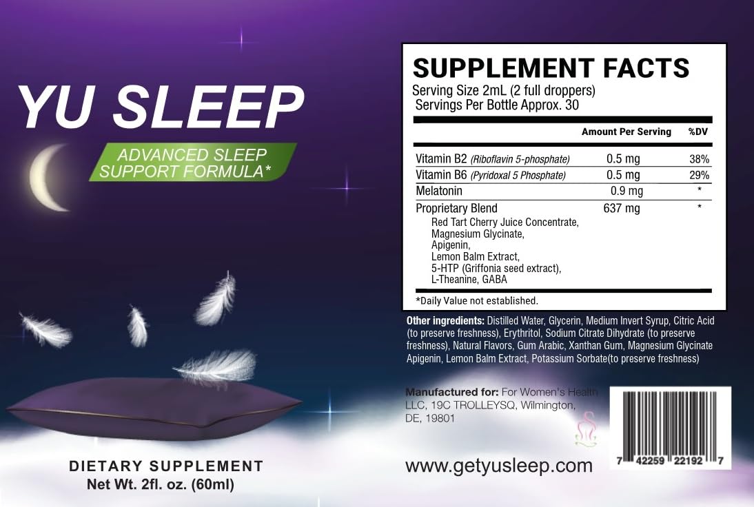 YuSleep Natural Sleep Drops 60ml ingredients list