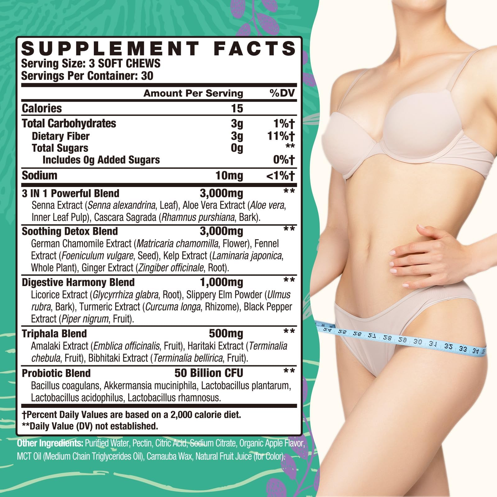 Yusnkioin Fiber Gummies Apple flavour soft chews