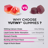 Yutiny Calcium Citrate Gummies in a hand for size comparison