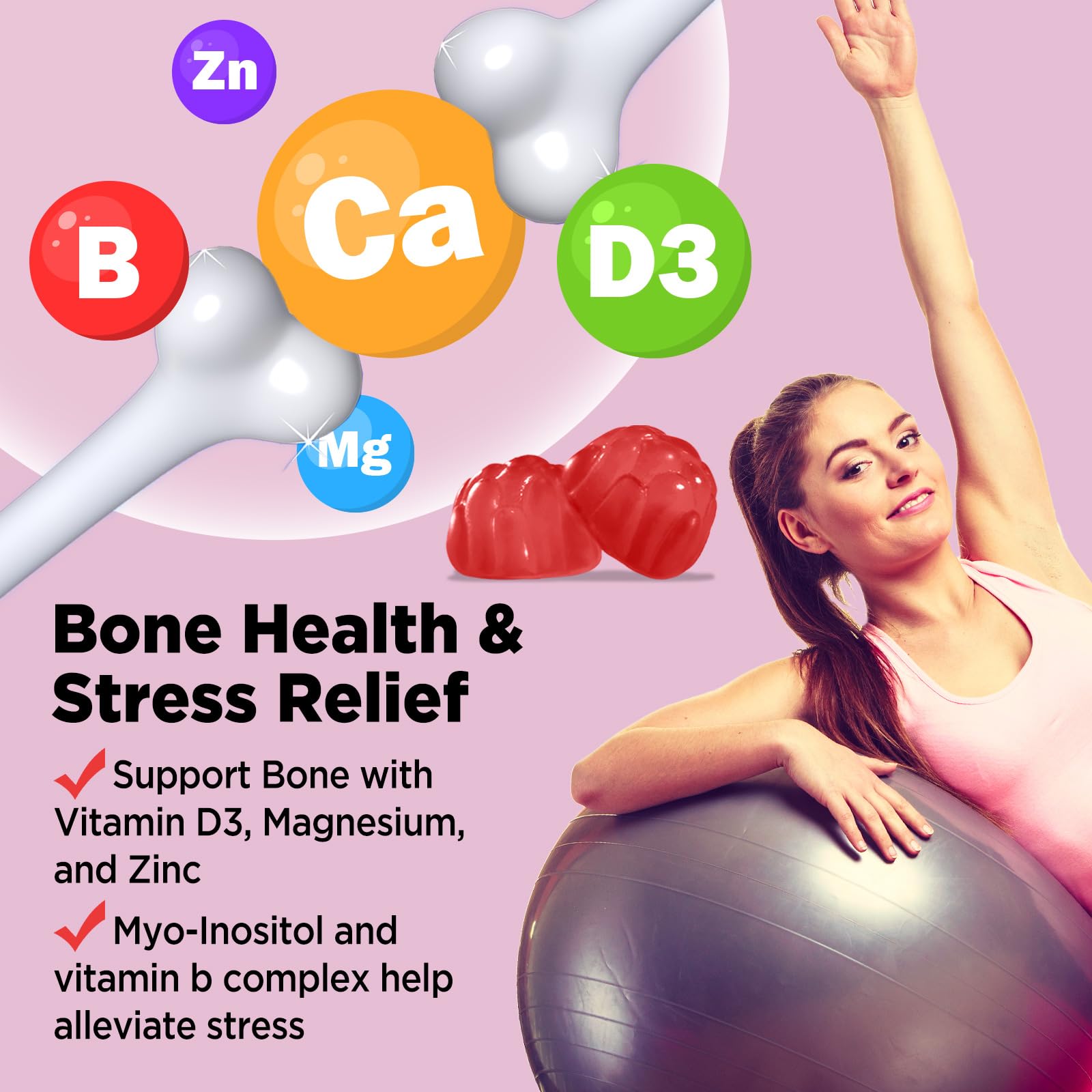 Yutiny Inositol Gummies in a lifestyle setting with fruits