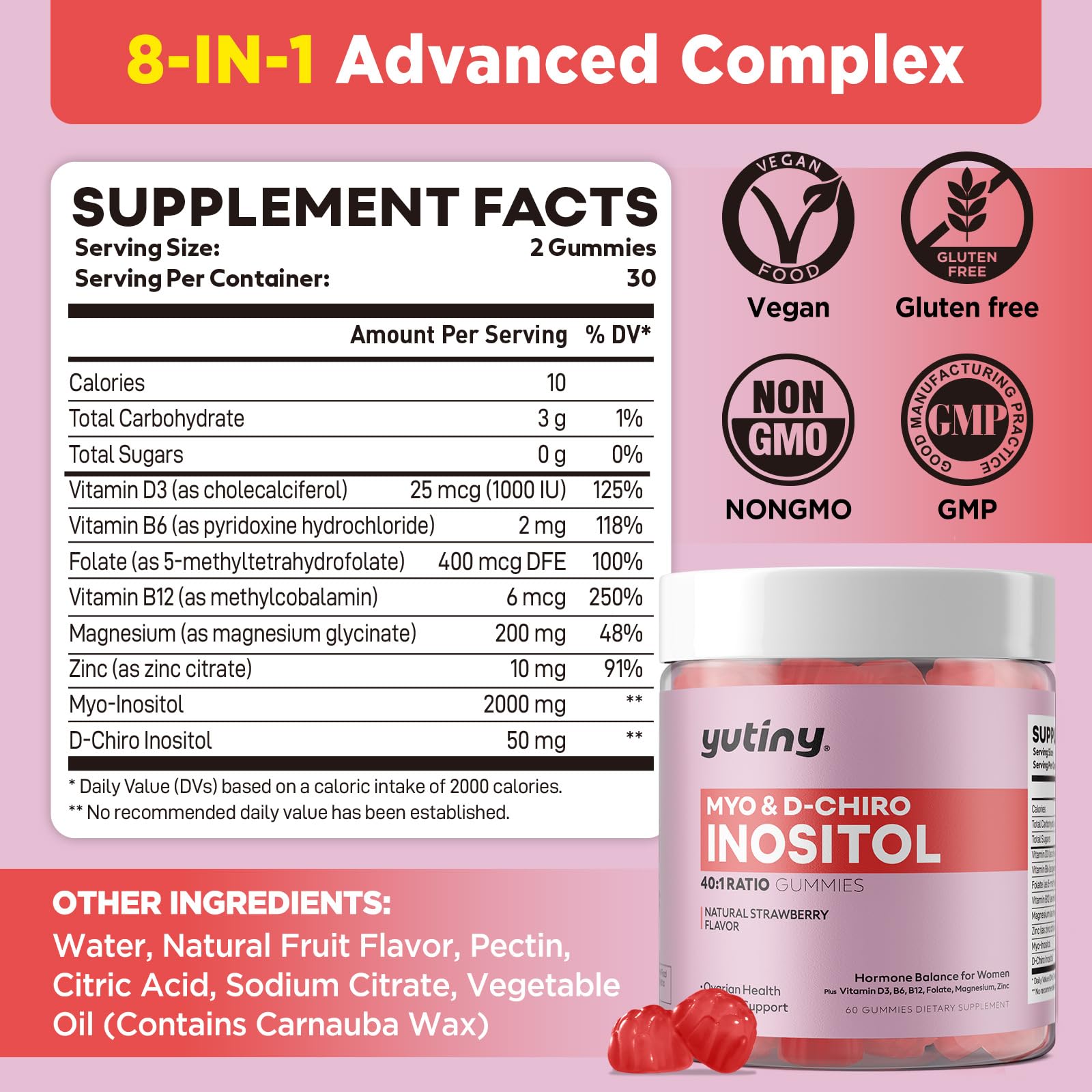 Yutiny Inositol Gummies packaging side view