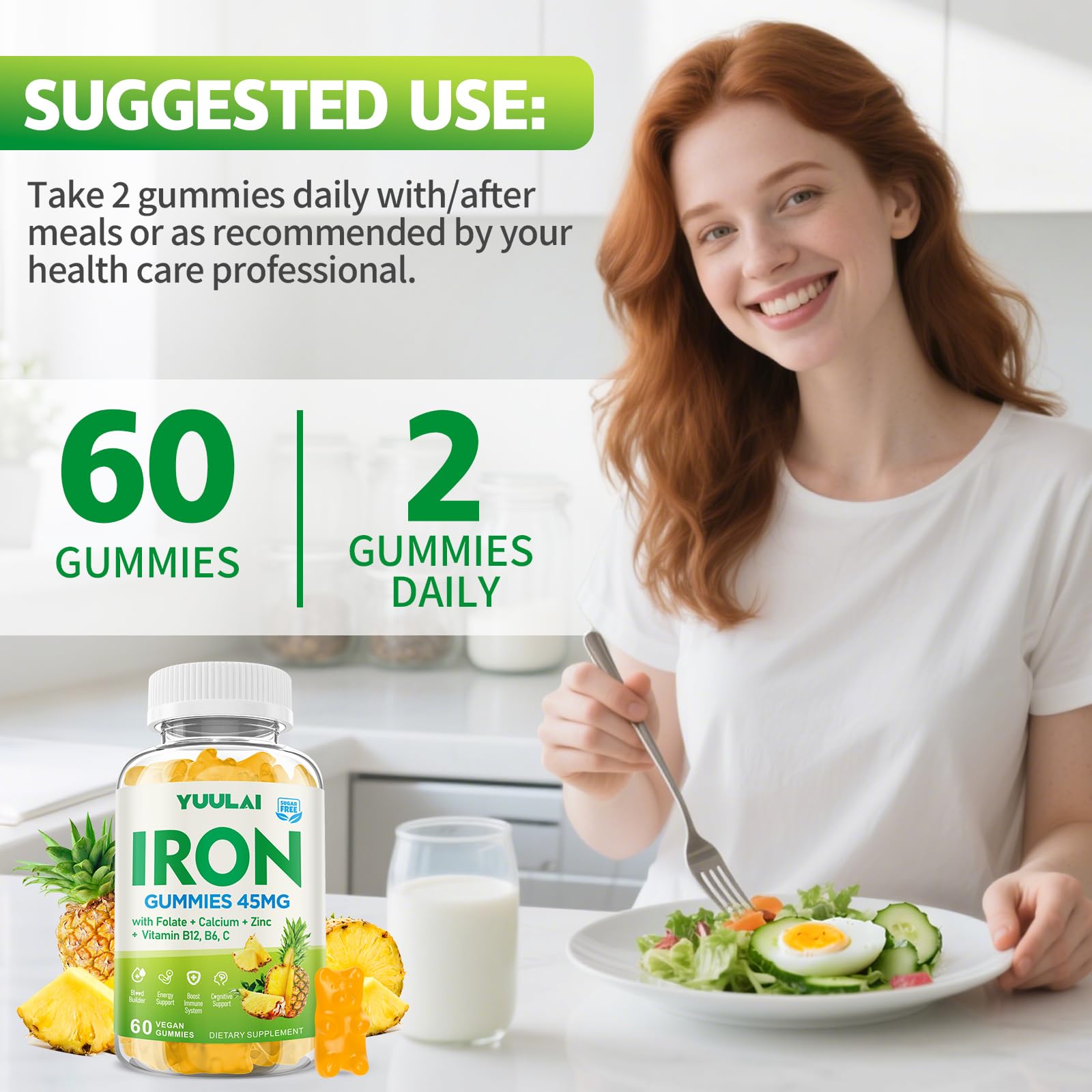 YUULAI Iron Gummies 30-day supply bottle