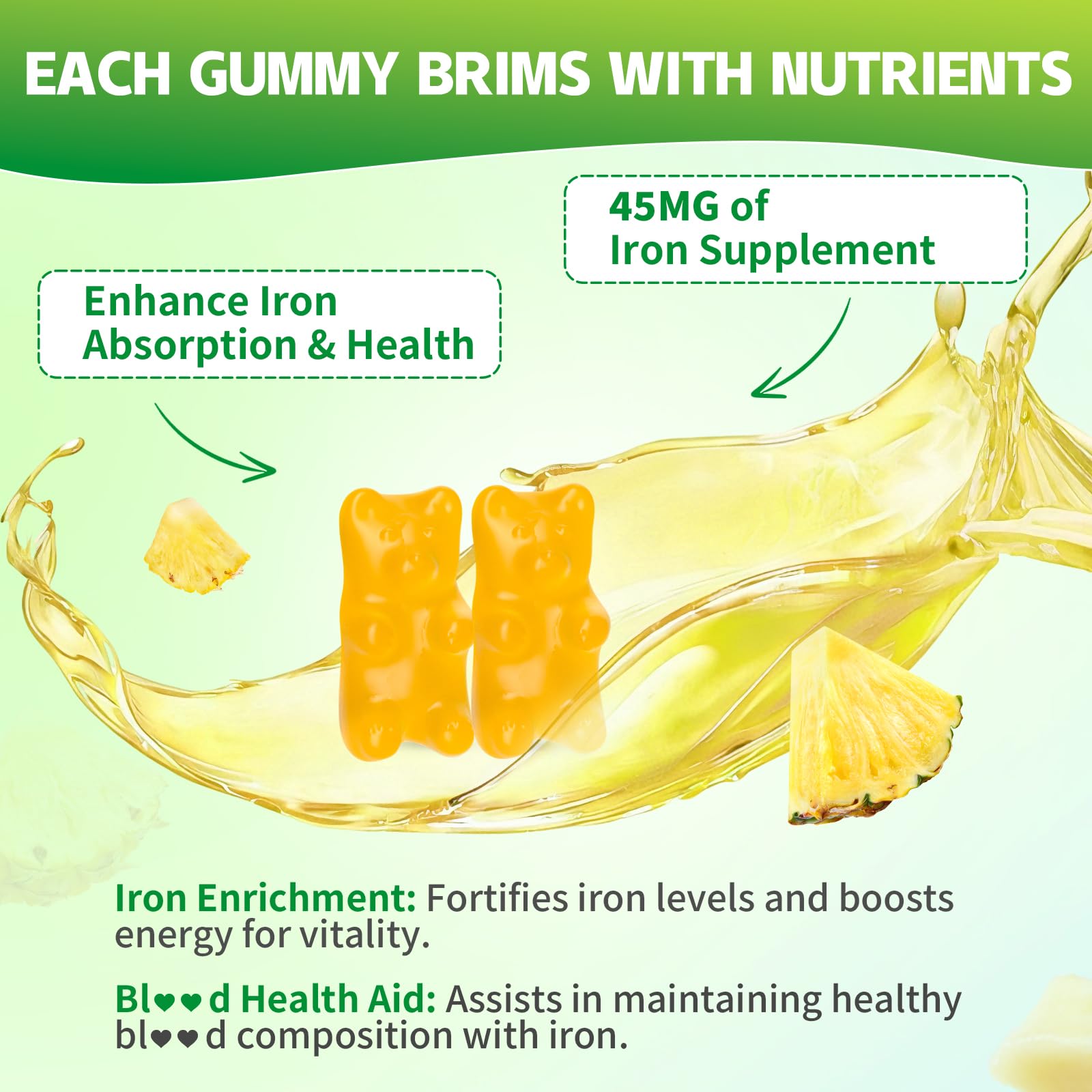 YUULAI Iron Gummies lifestyle scene with fruits