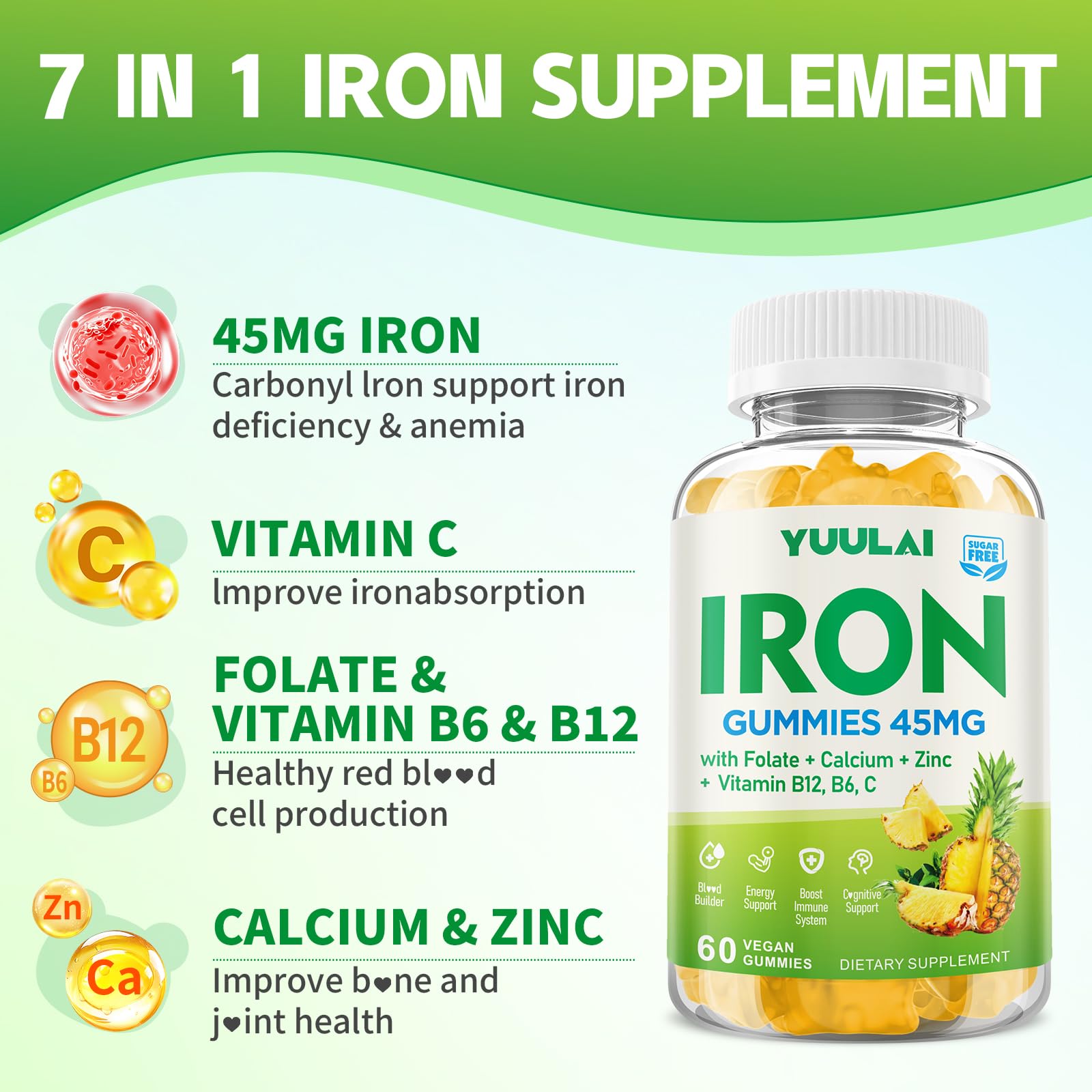 YUULAI Iron Gummies showing gummy texture