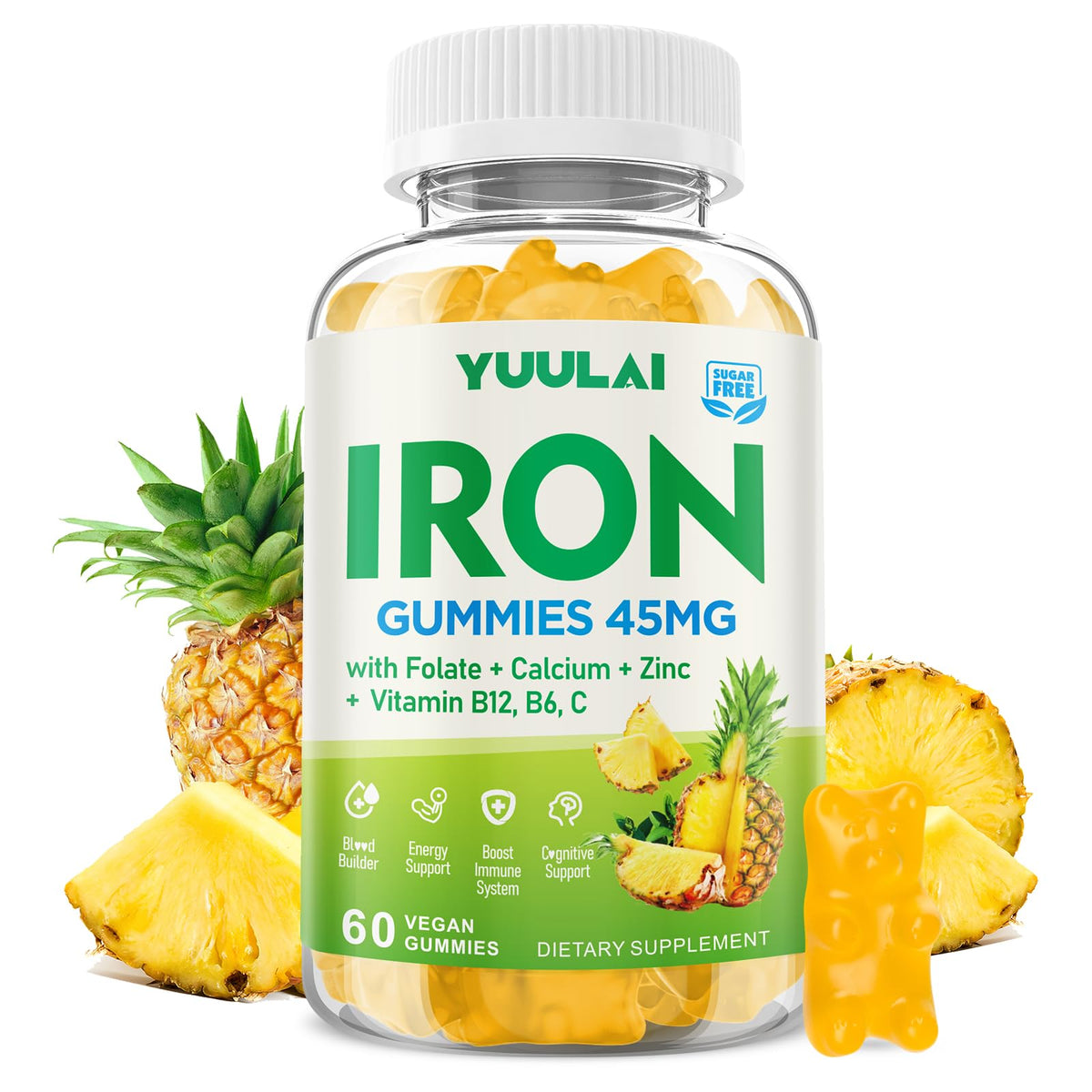 YUULAI Iron Supplement Gummies bottle front view