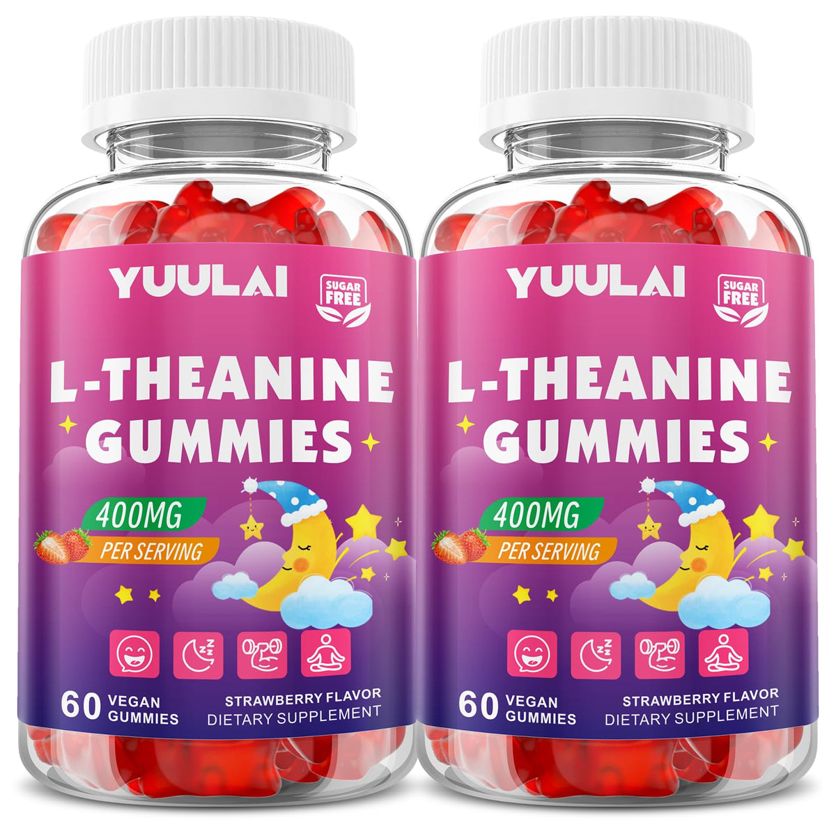 YUULAI L-Theanine Gummies 400mg front view packaging