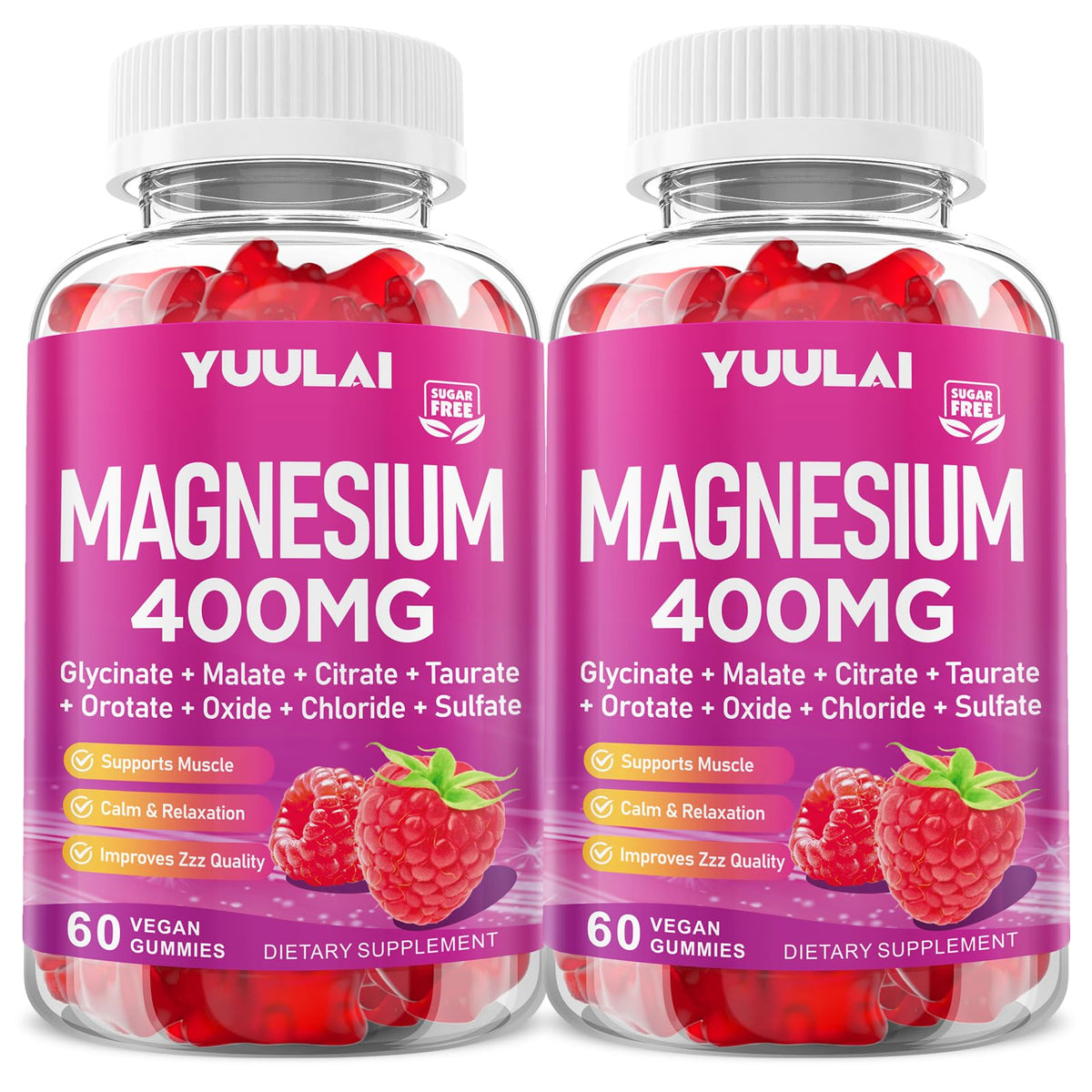 YUULAI Magnesium Complex Gummies front view with packaging
