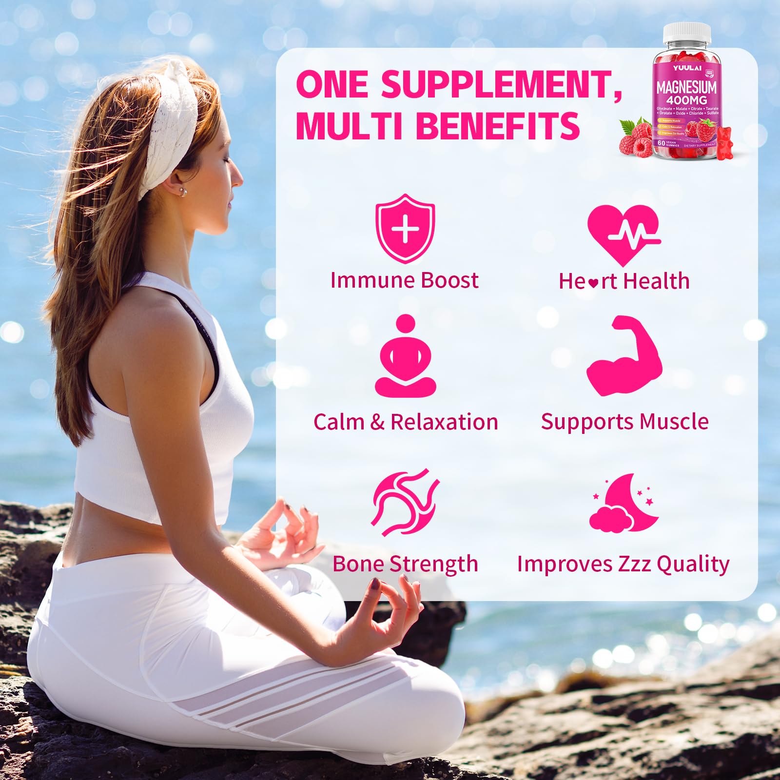 YUULAI Magnesium Complex Gummies in a bowl