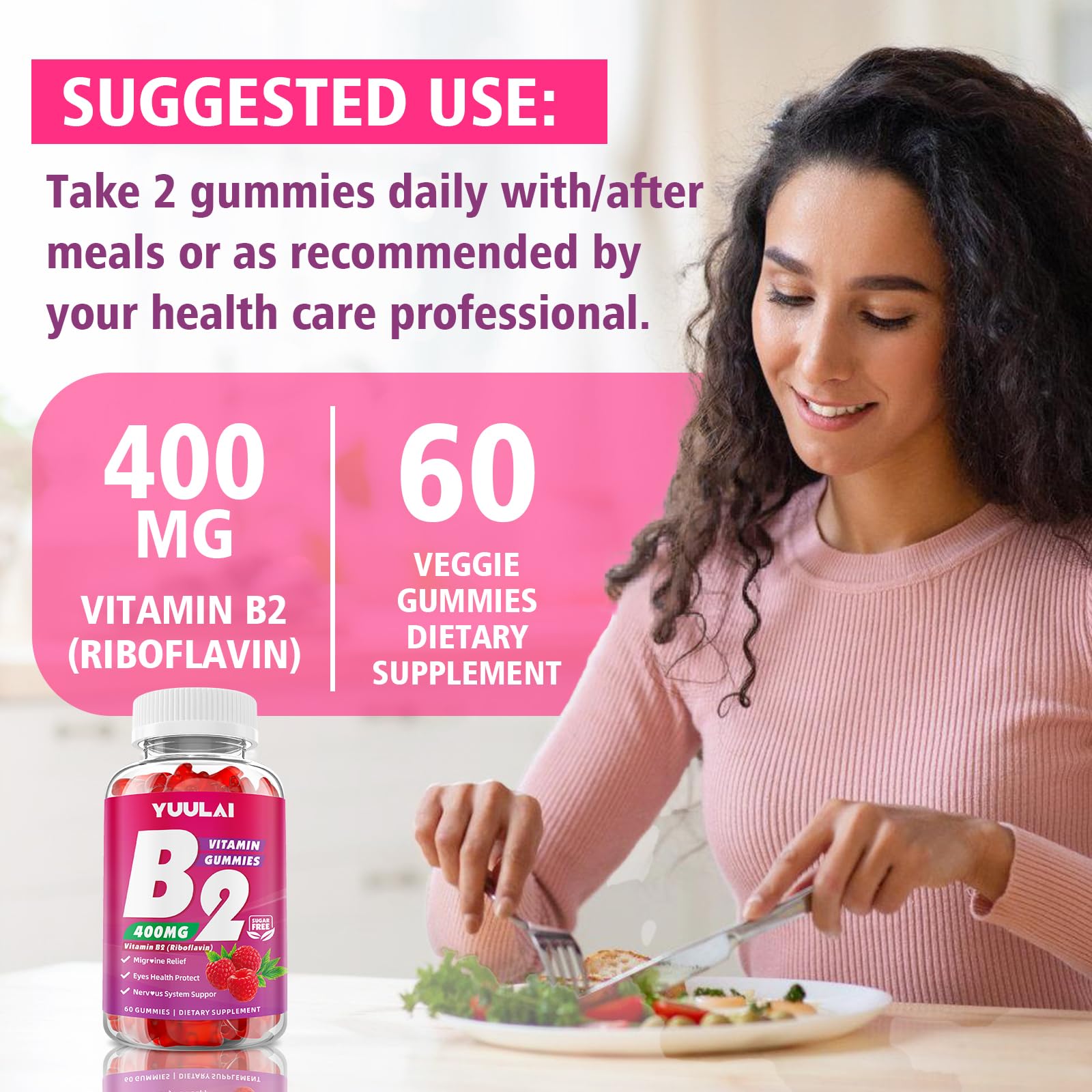 YUULAI Vitamin B2 Gummies with fresh raspberries