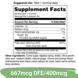 Yuve Folic Acid Supplement 160g side view showing ingredients