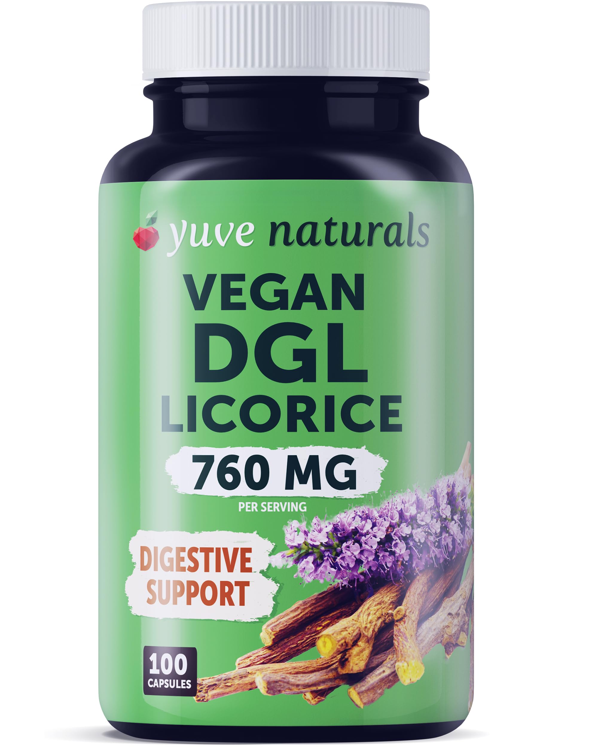 Yuve Licorice Root Supplement 760mg capsule front view