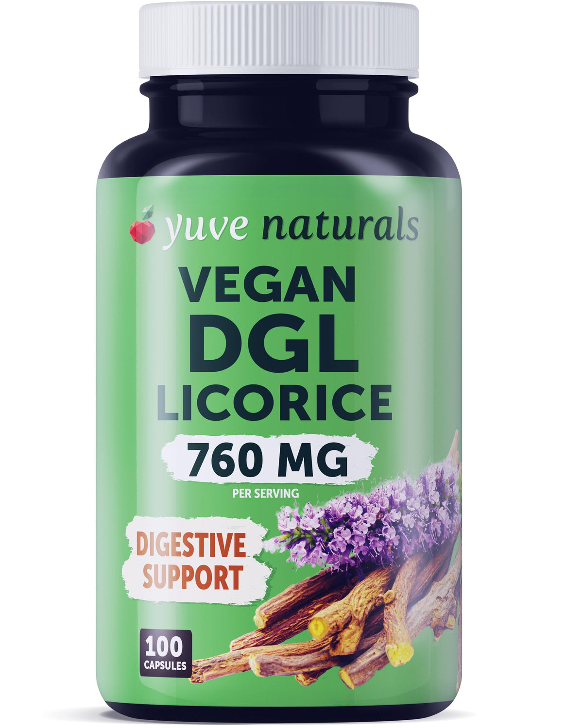 Yuve Licorice Root Supplement 760mg capsule front view