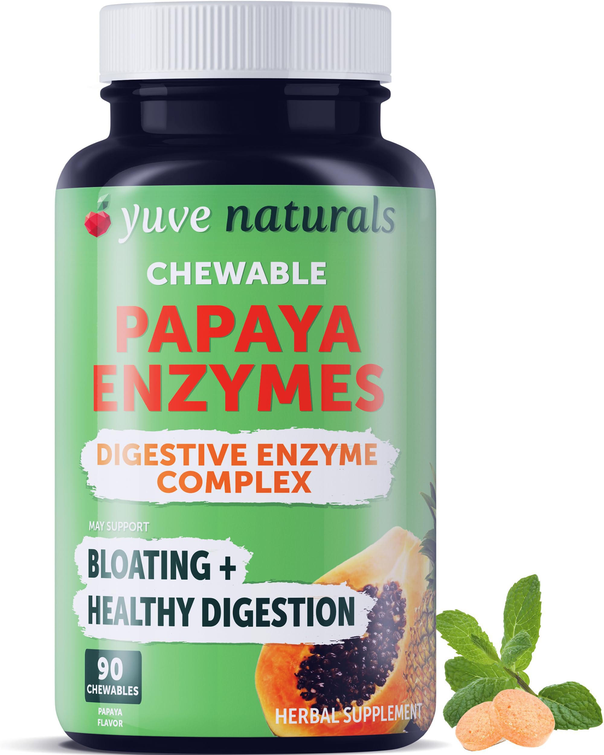 Yuve Papaya Enzyme Chewables front view packaging
