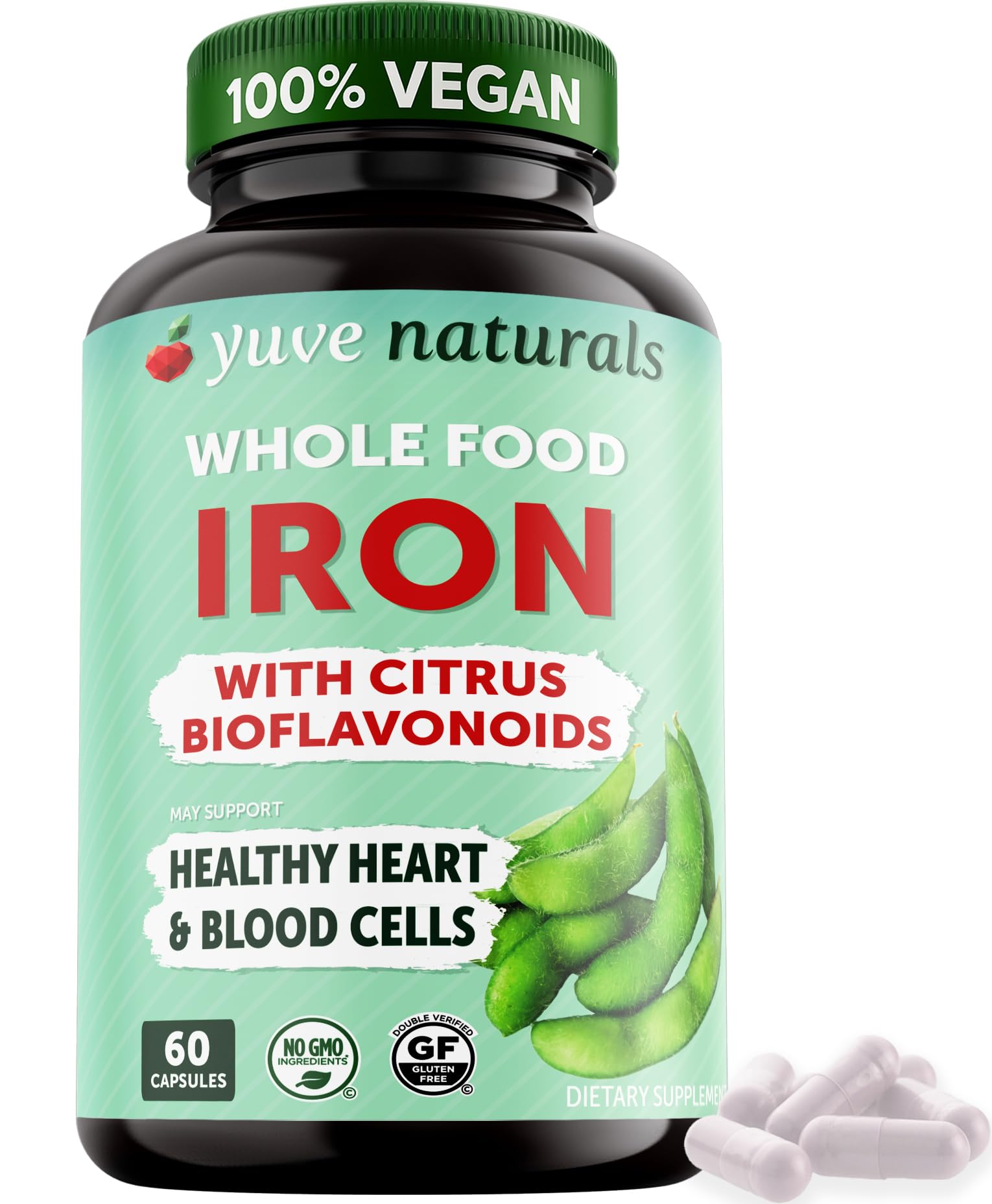 Yuve Plant-Based Iron Supplement 18mg front view of packaging