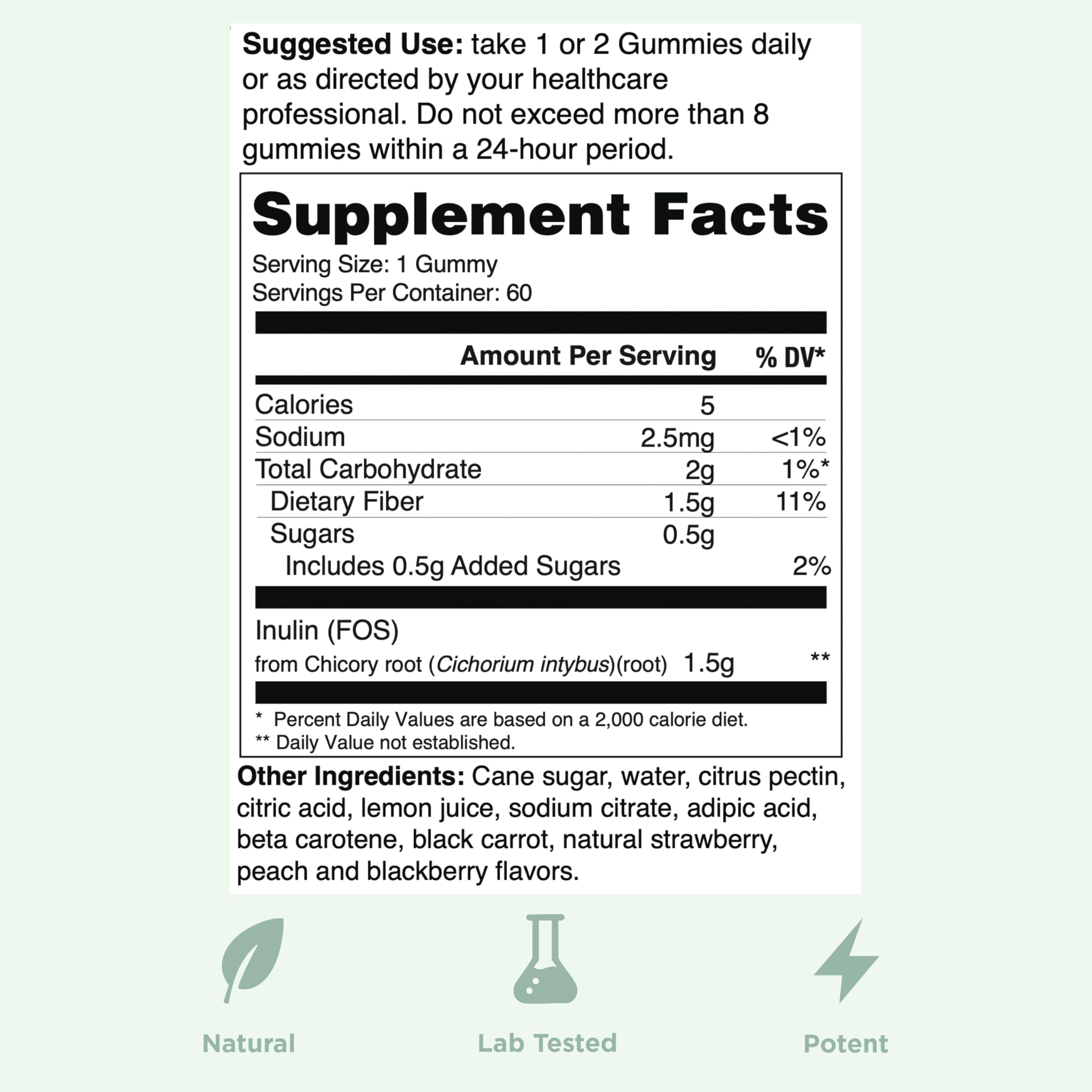 Yuve Prebiotic Fiber Gummies displayed on a kitchen counter