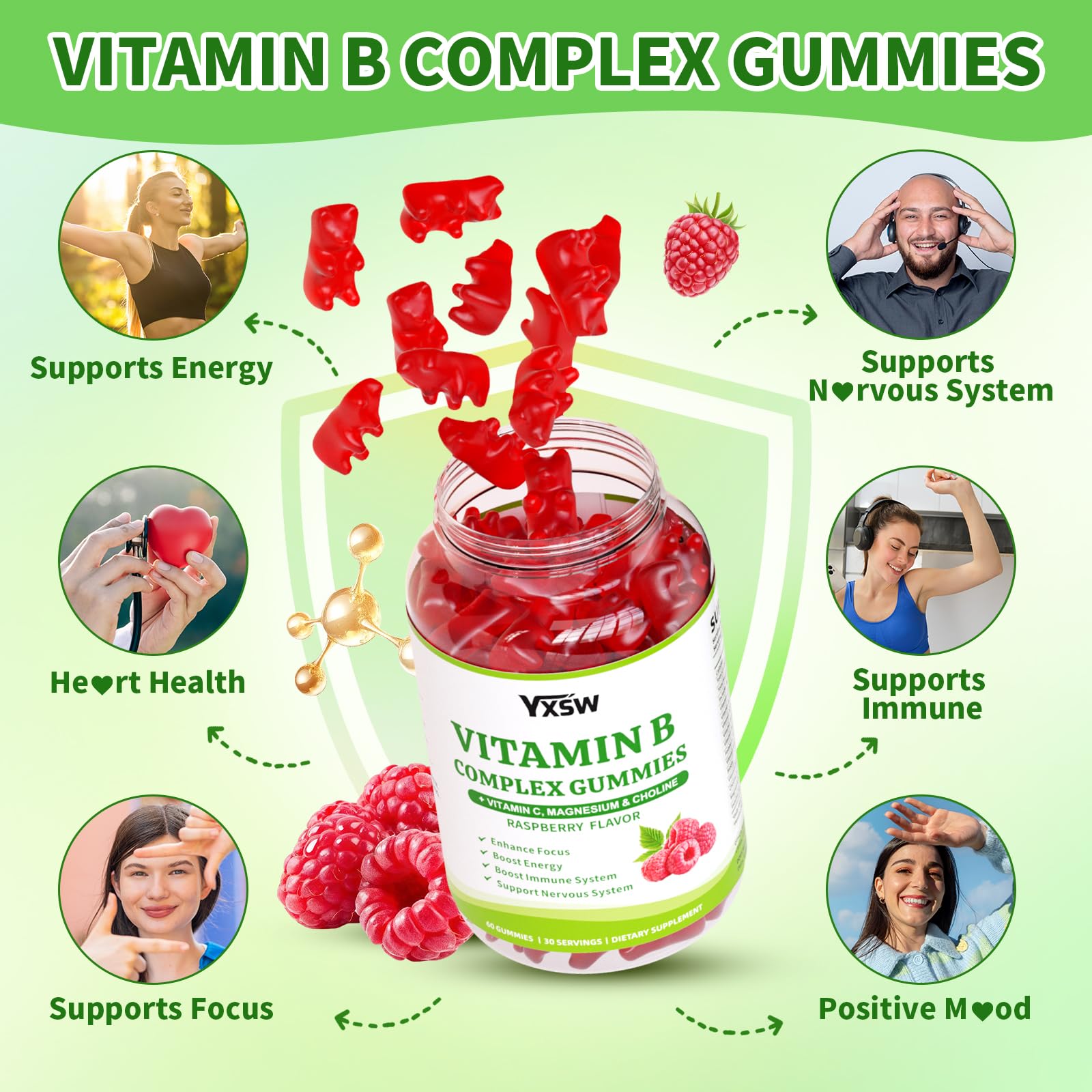 YXSW B Complex Gummies nutritional information label