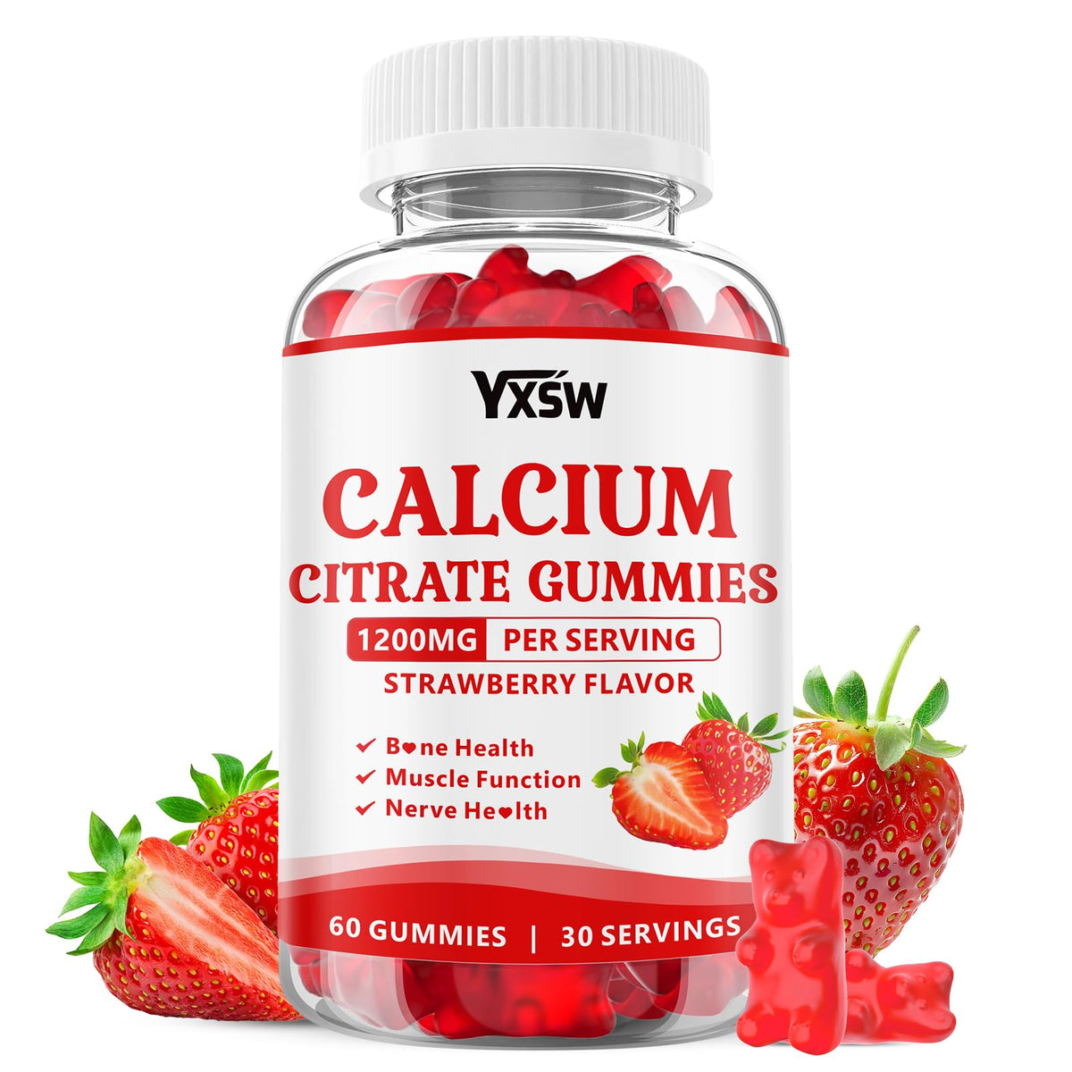 YXSW Calcium Citrate Gummies 1200mg front view packaging