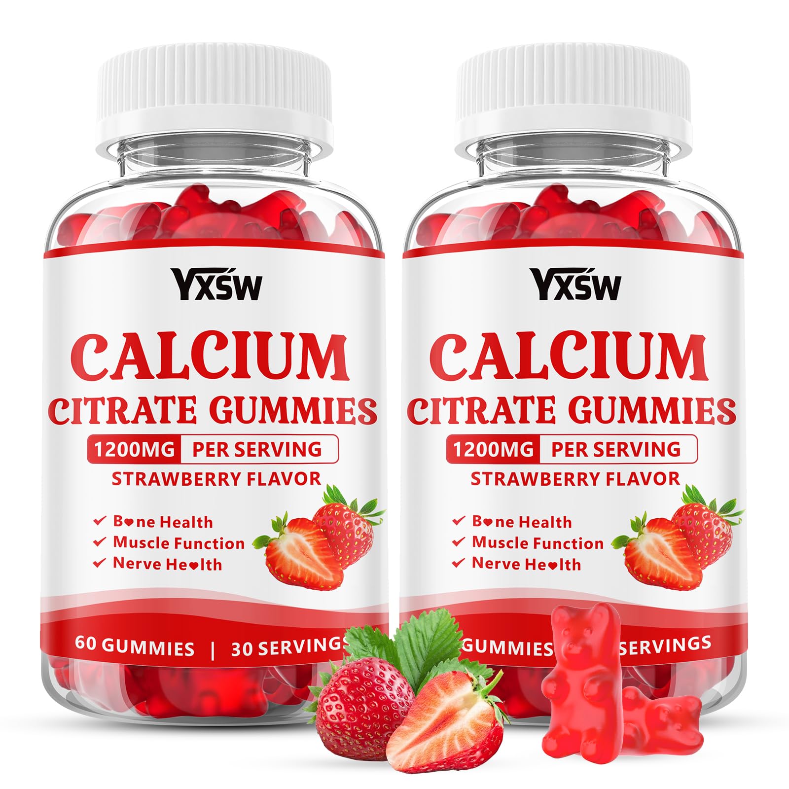 YXSW Calcium Citrate Gummies 1200mg front view with packaging
