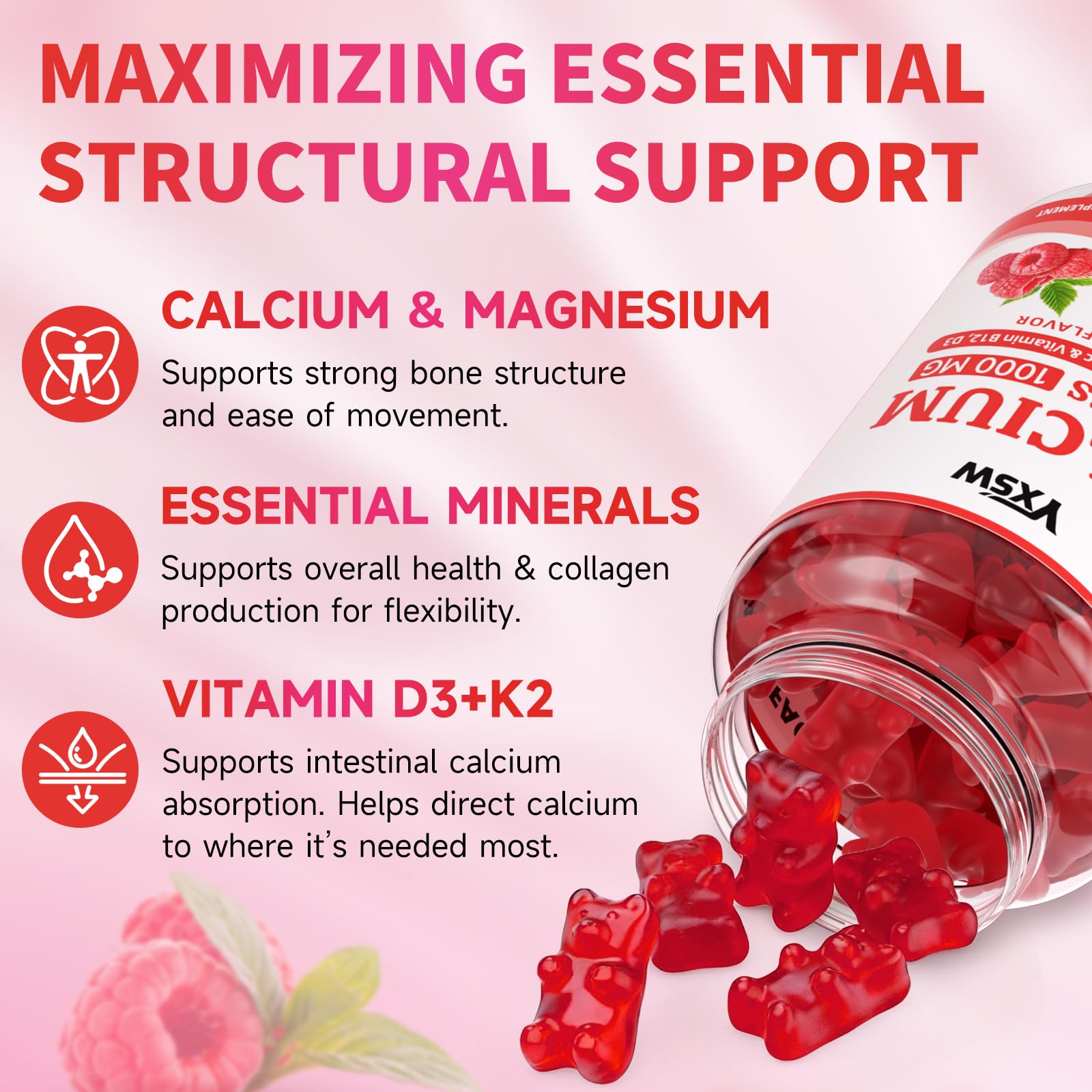 YXSW Calcium Magnesium Zinc Gummies ingredients list