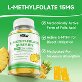 YXSW L-Methylfolate Gummies displayed on a wooden table