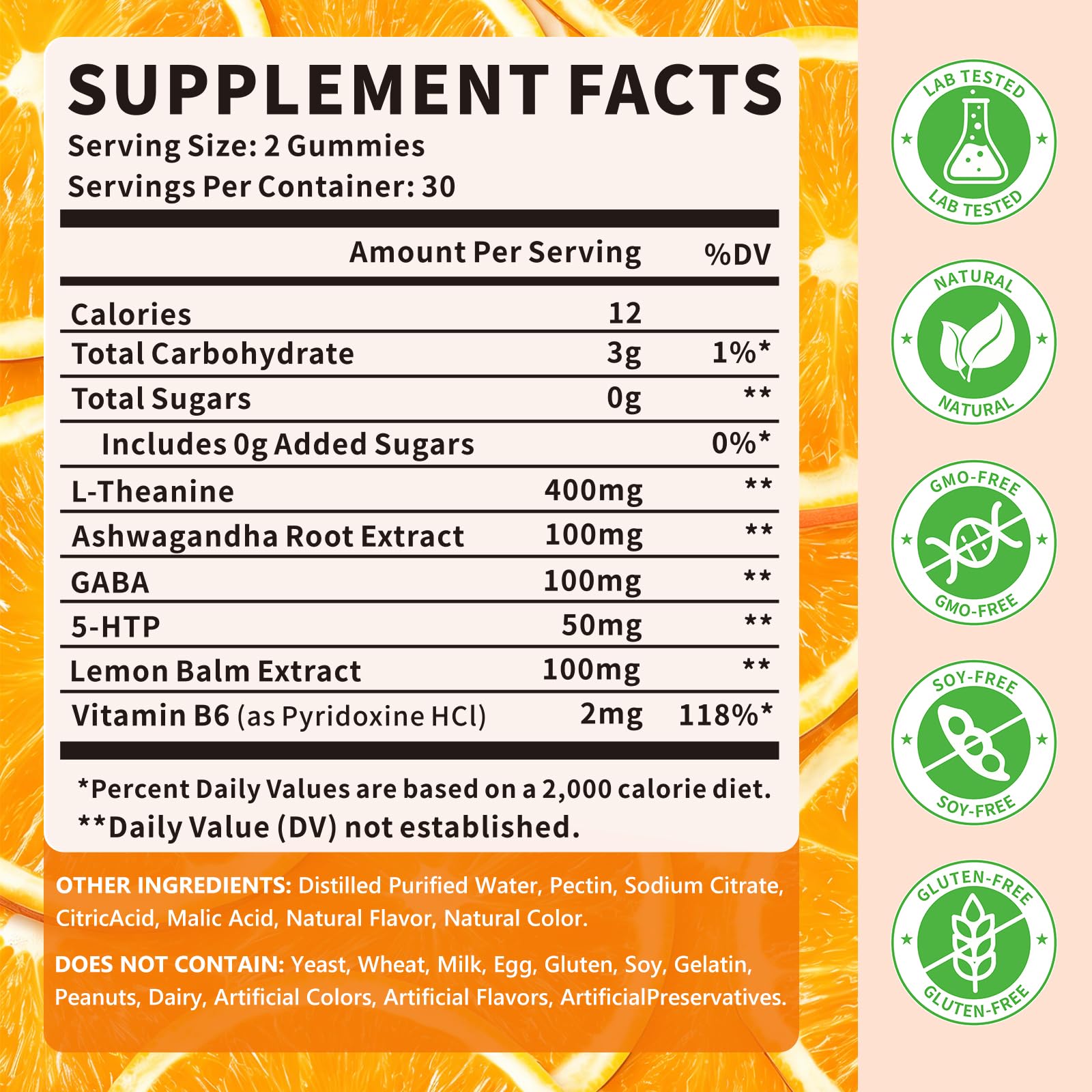 YXSW L-Theanine Gummies showing natural orange flavour