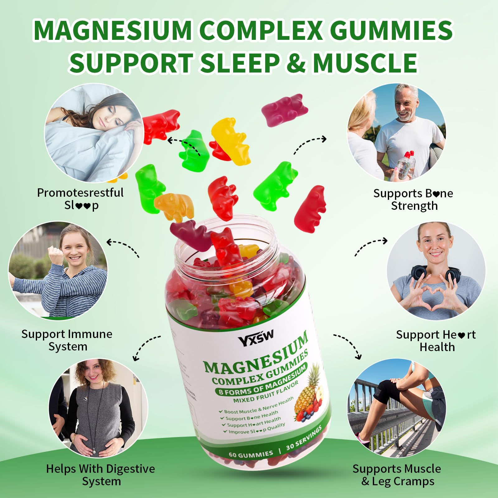 YXSW Magnesium Complex Gummies close-up showing texture
