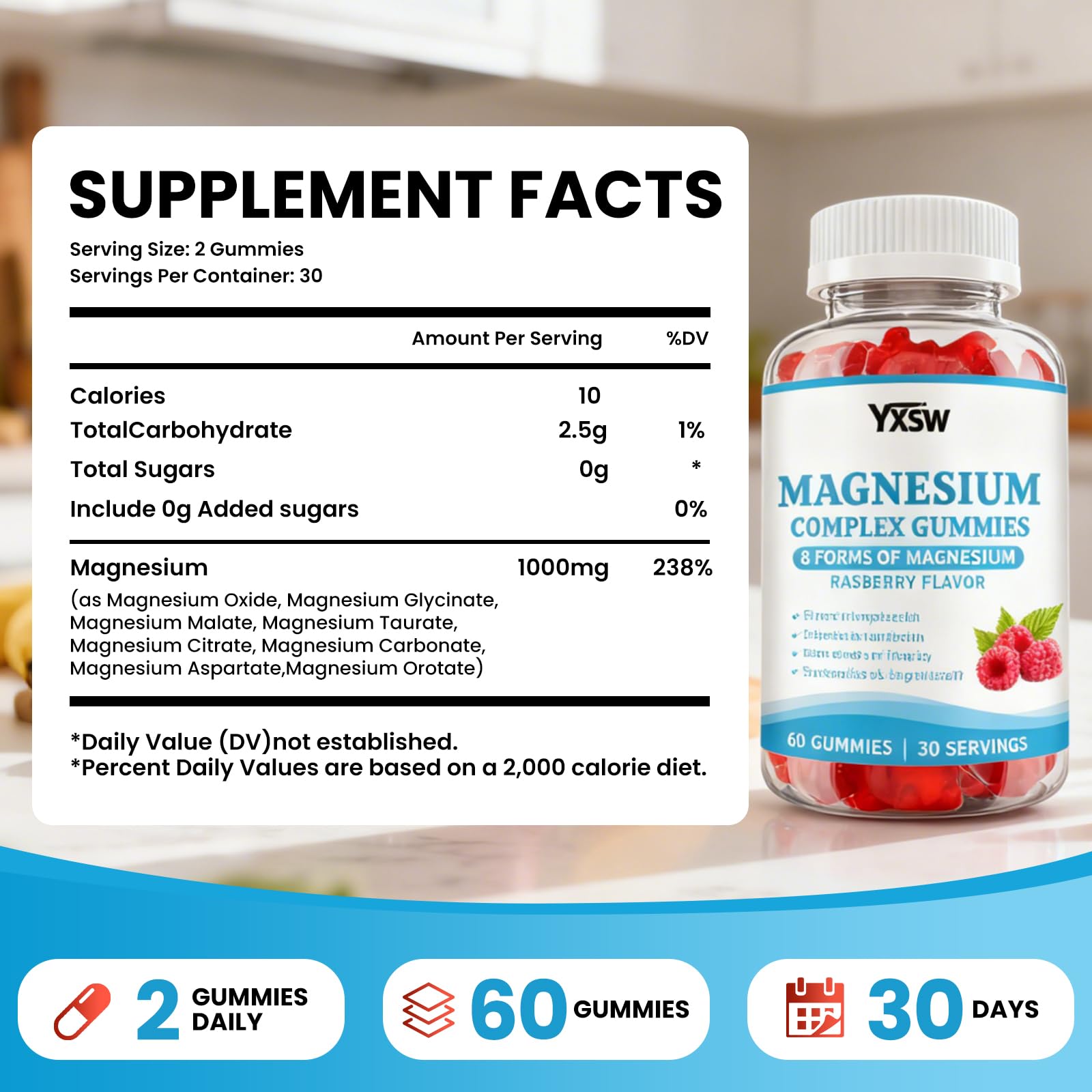 YXSW Magnesium Complex Gummies packaging side view