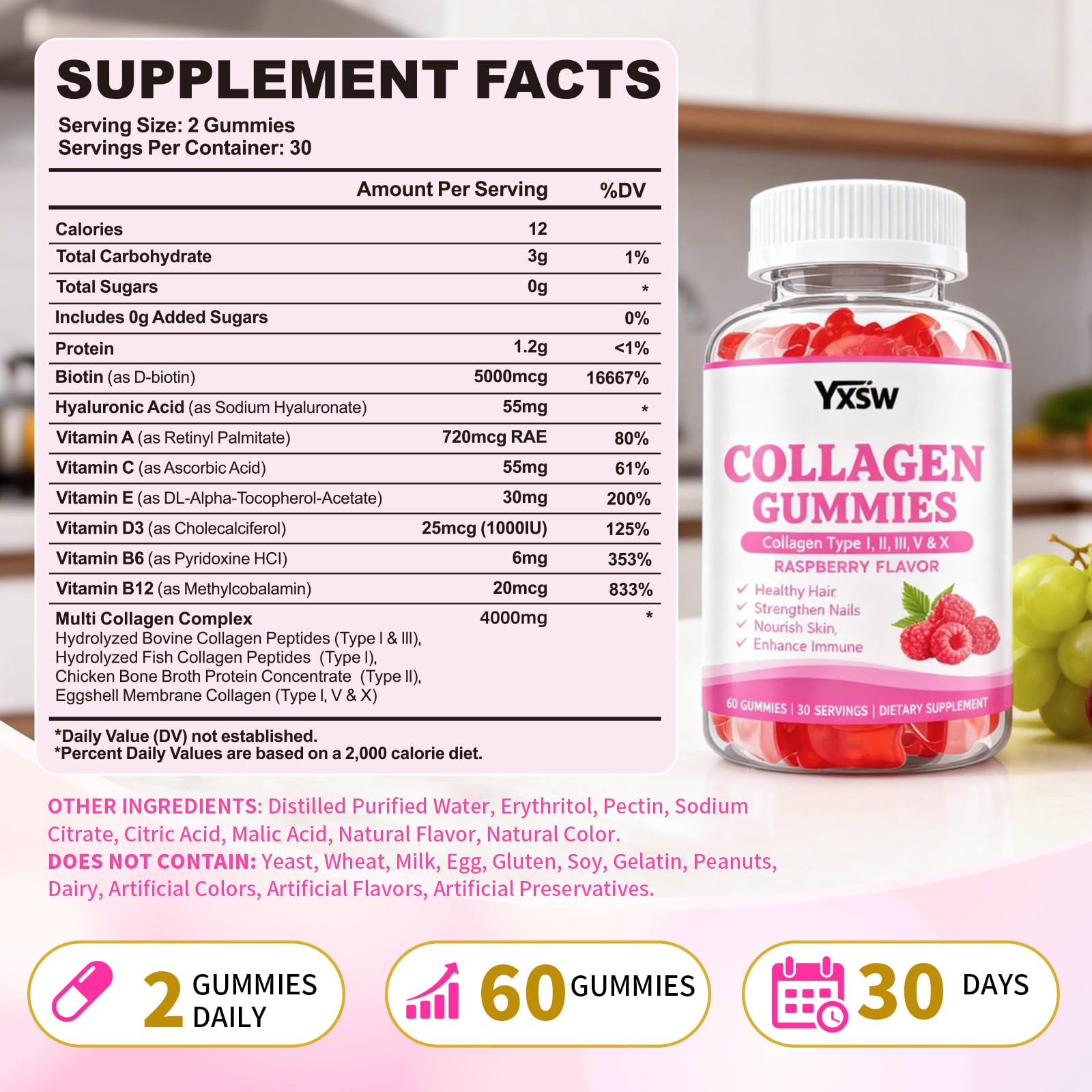YXSW Multi-Collagen Gummies packaging side view