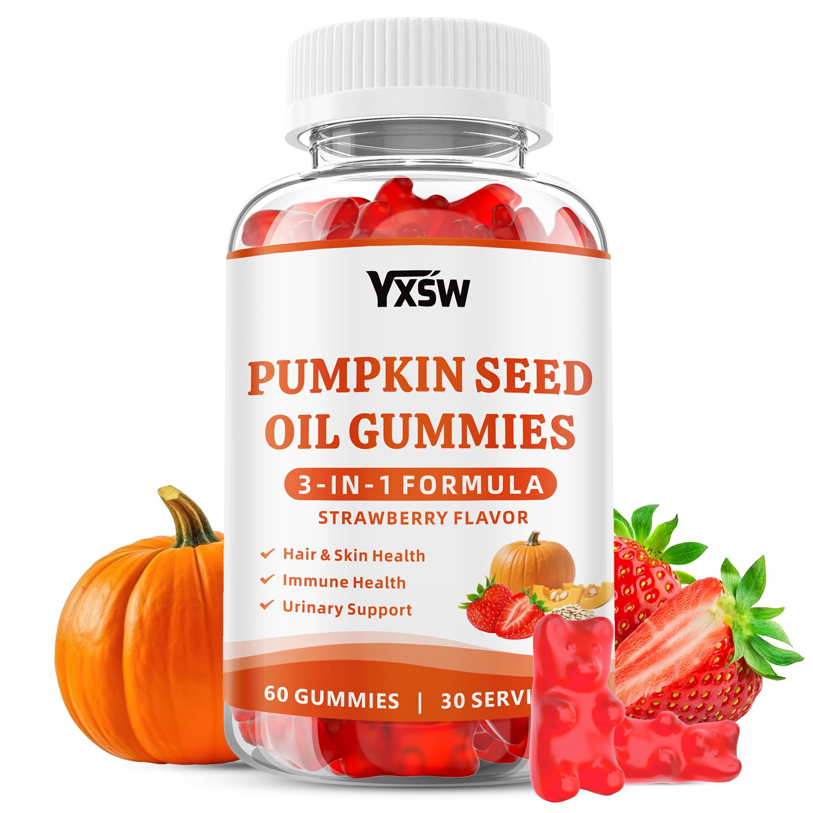 YXSW Pumpkin Seed Oil Gummies front view with packaging