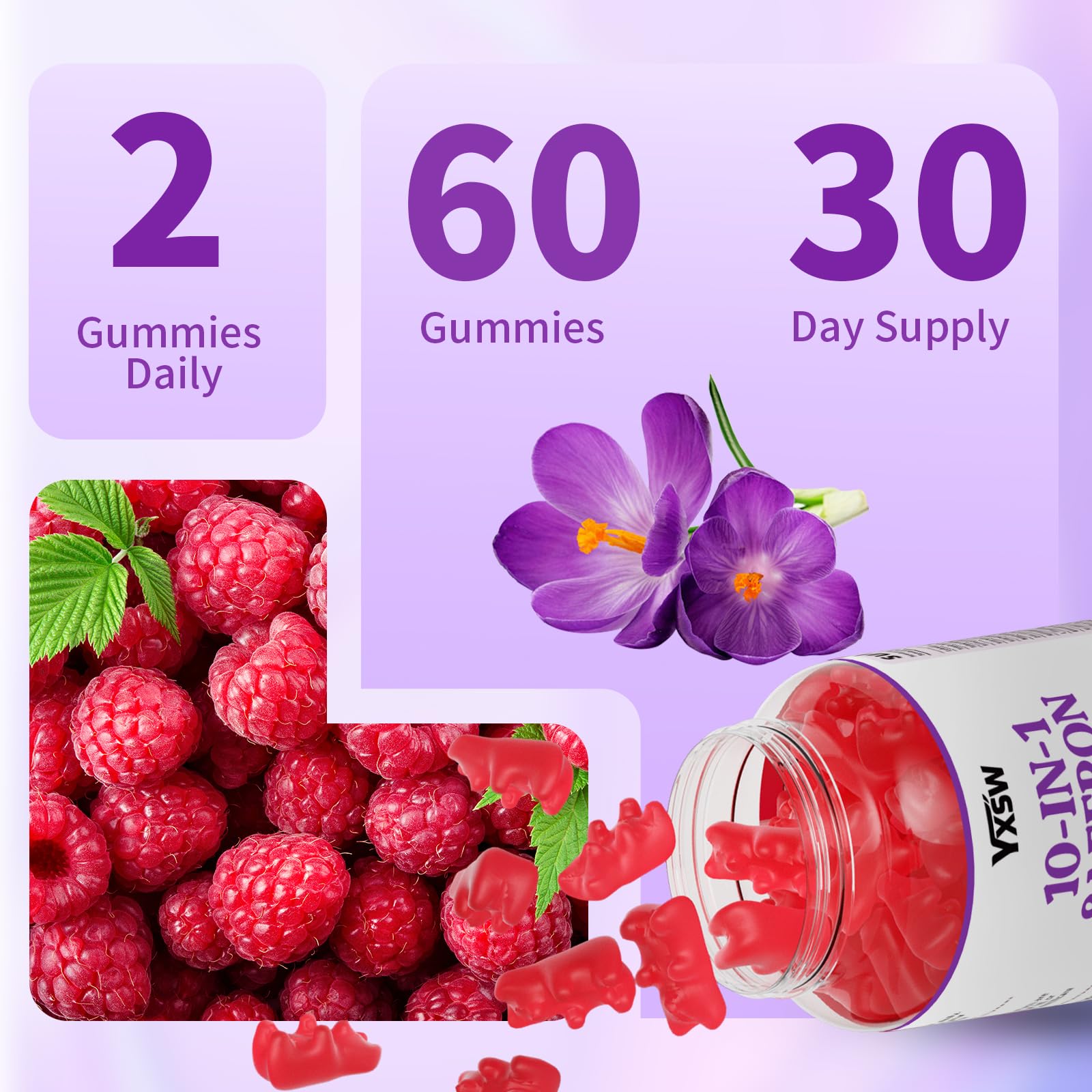 YXSW Saffron Gummies displayed with other health supplements