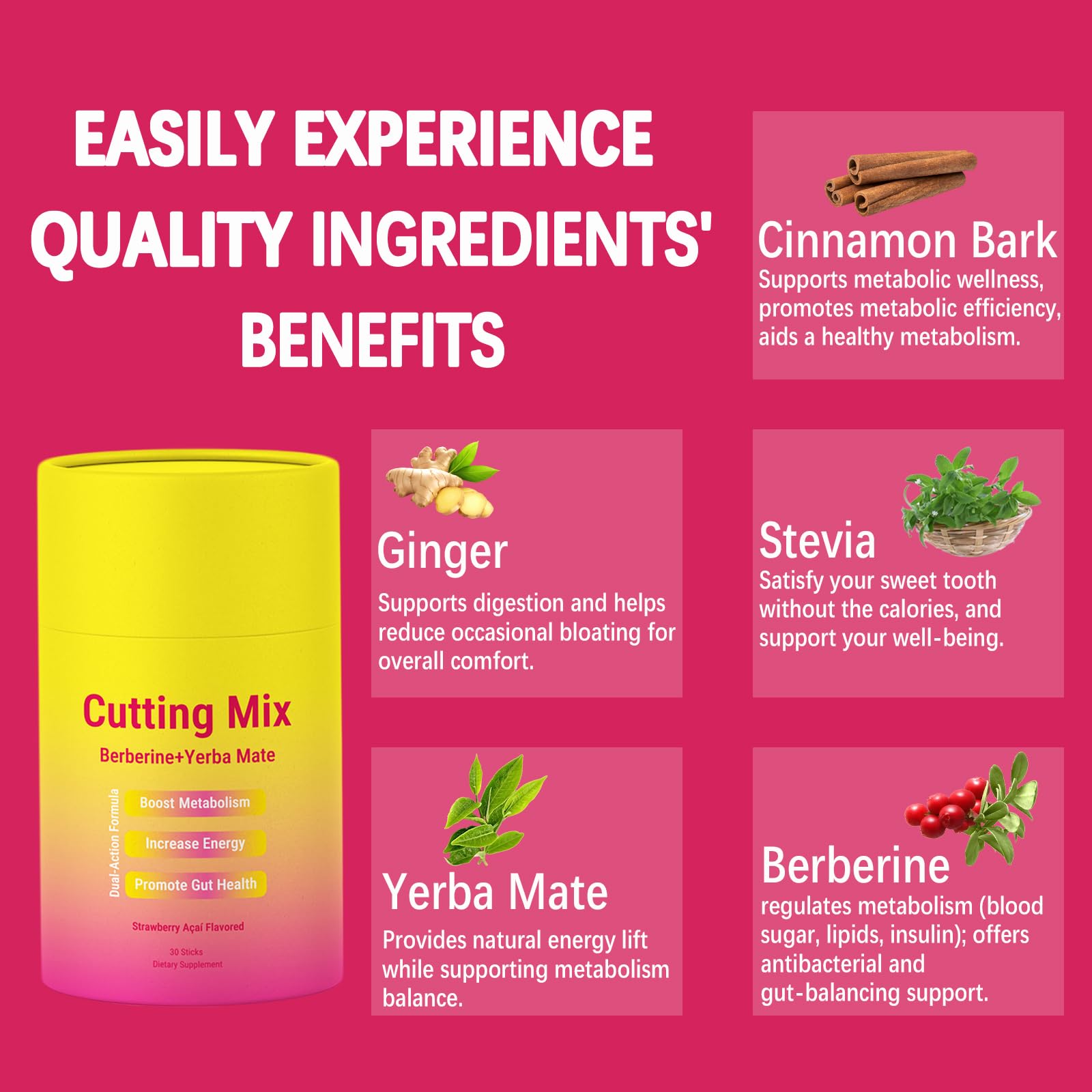 YYLLYY Prebiotic Supplement Strawberry Acai flavour stick close-up