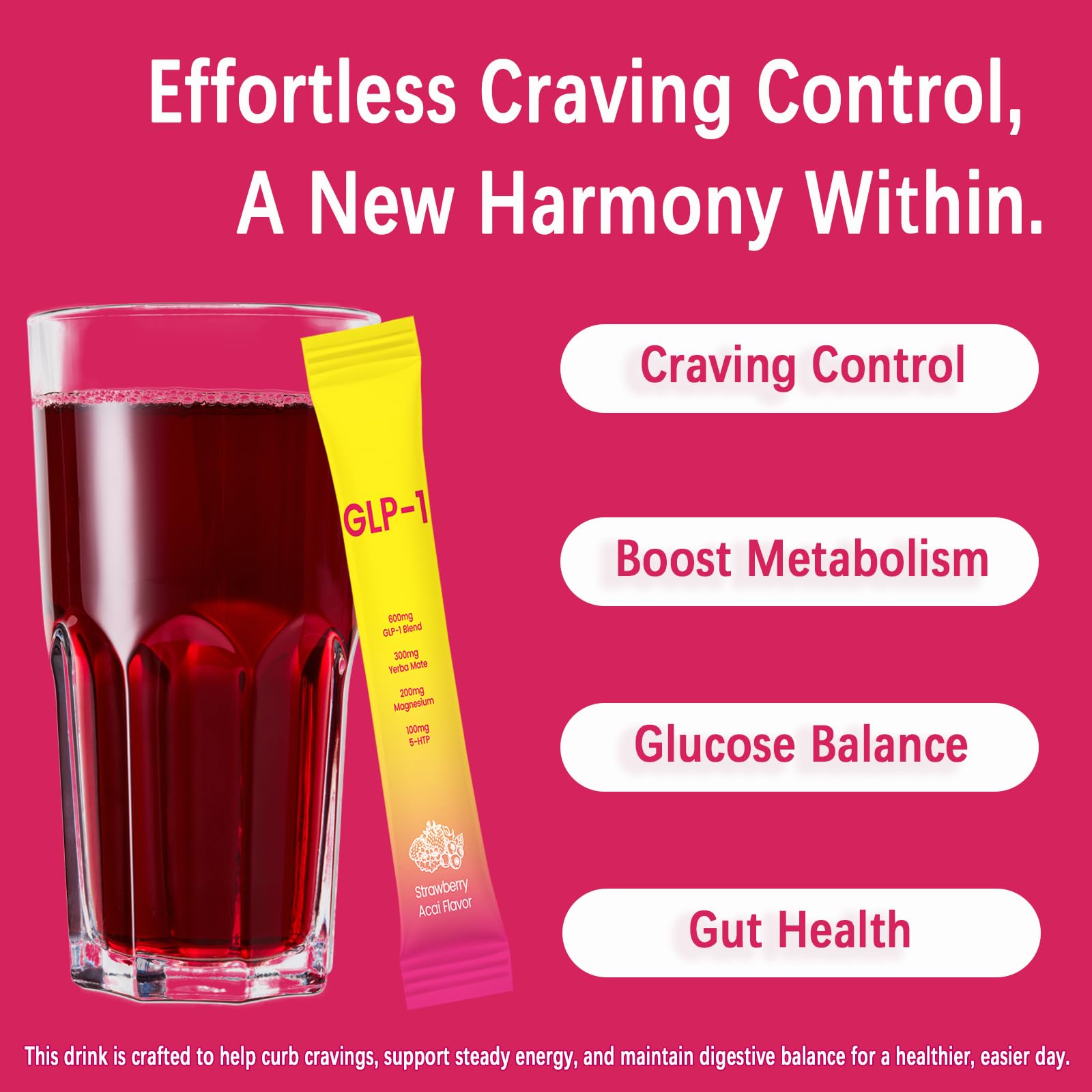YYLLYY Prebiotic Supplement Strawberry Acai flavour stick in hand